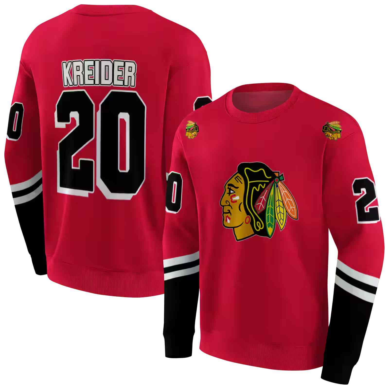 personalized chicago blackhawks striped sleeves red hoodie premium grade