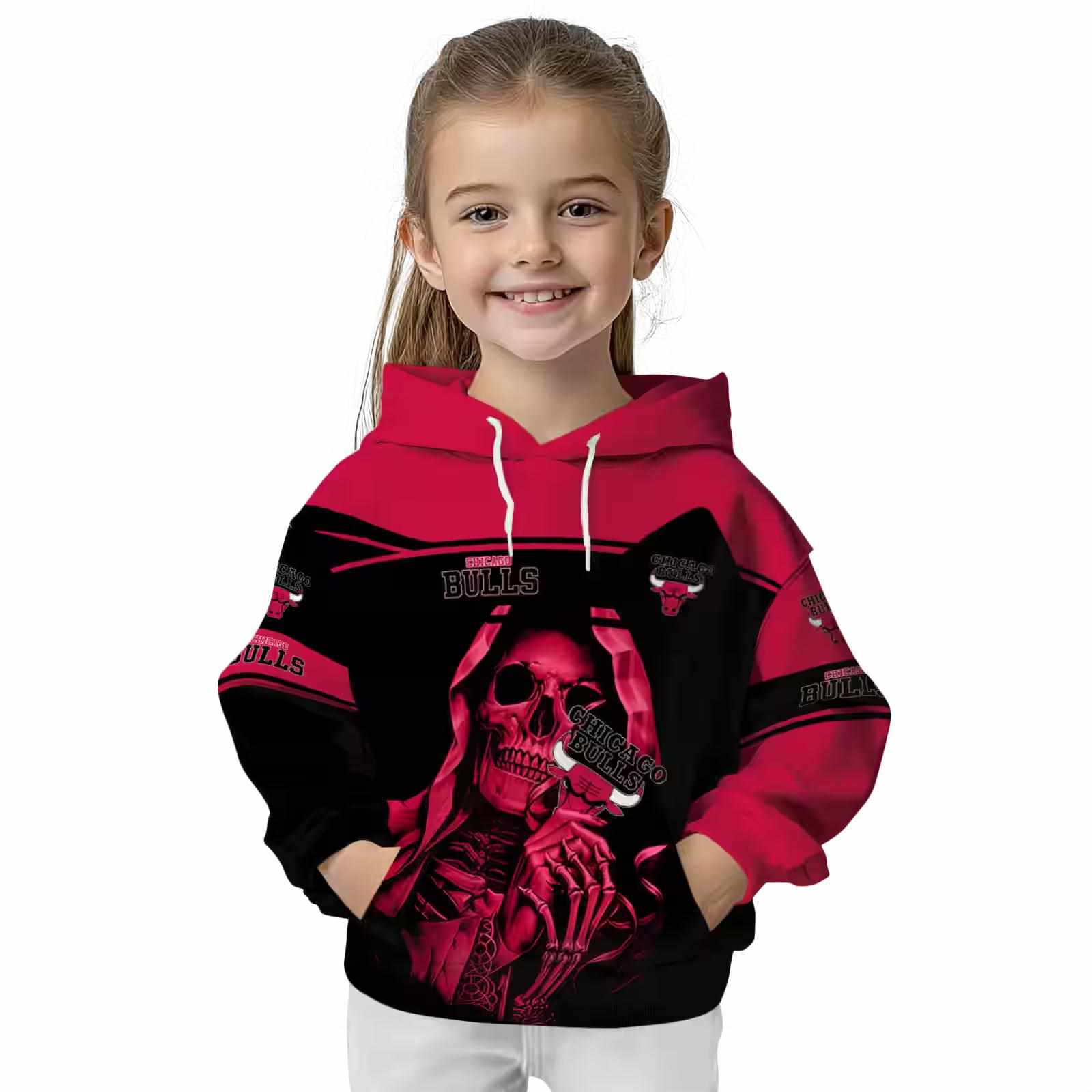 personalized chicago bulls grim reaper red black hoodie top rated