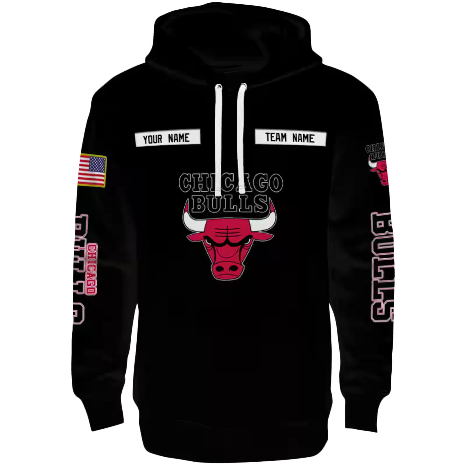 Personalized Chicago Bulls Punisher Skull Black Hoodie