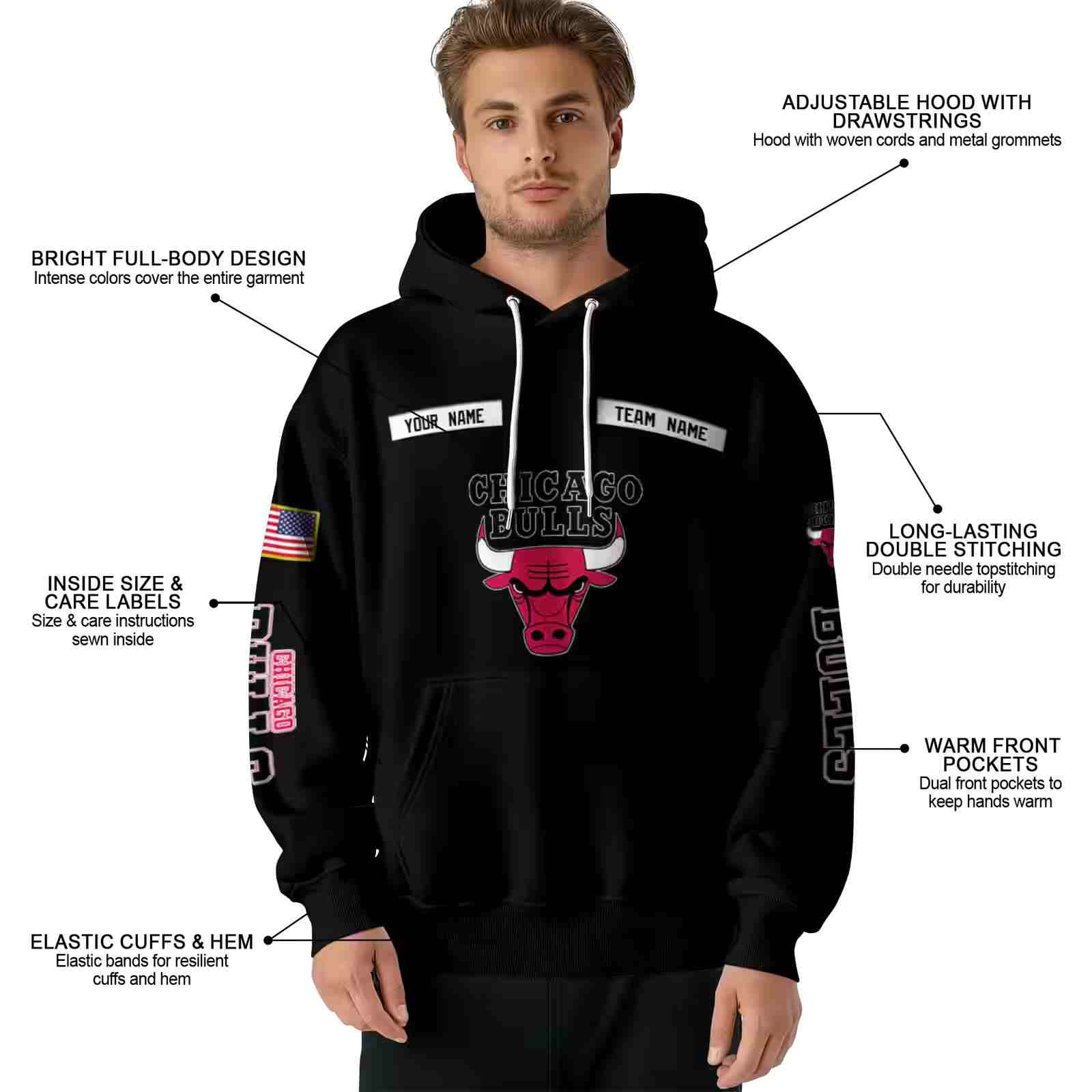 personalized chicago bulls punisher skull black hoodie latest model