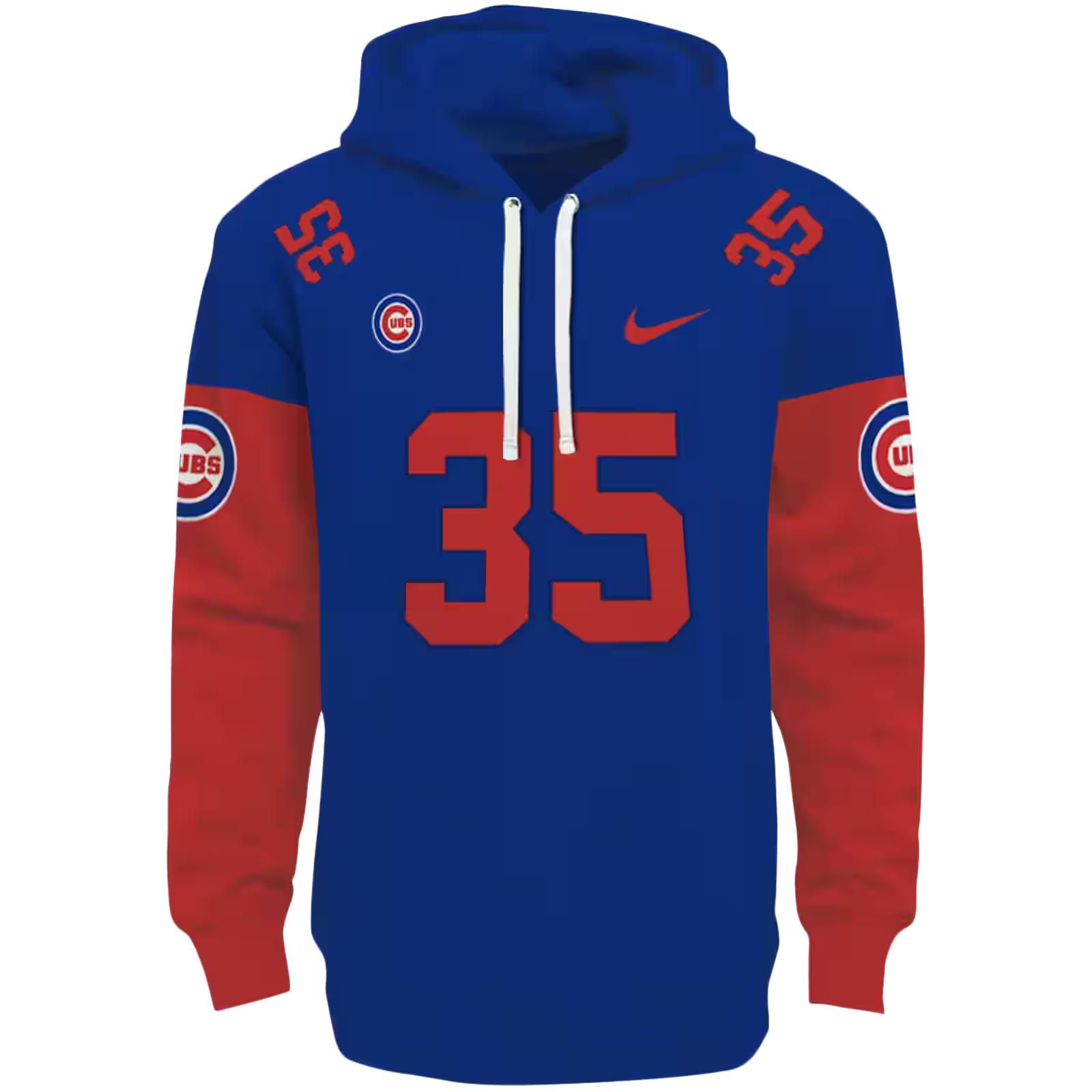 Personalized Chicago Cubs Minimal Design Blue Hoodie