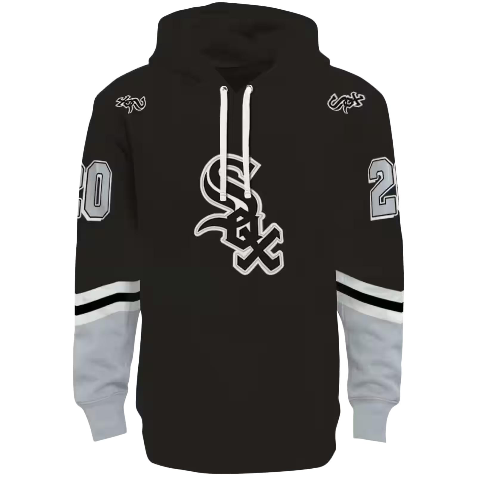 Personalized Chicago White Sox Striped Sleeves Black Hoodie