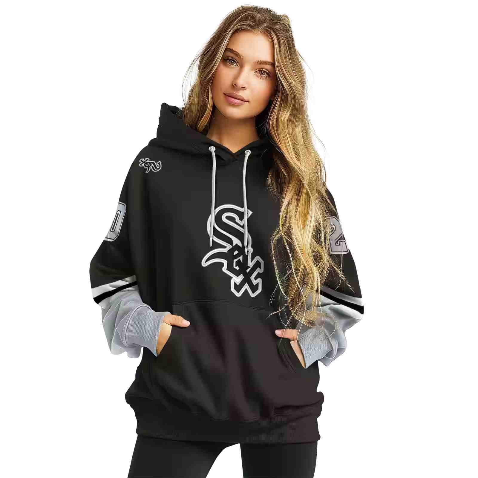 personalized chicago white sox striped sleeves black hoodie high quality