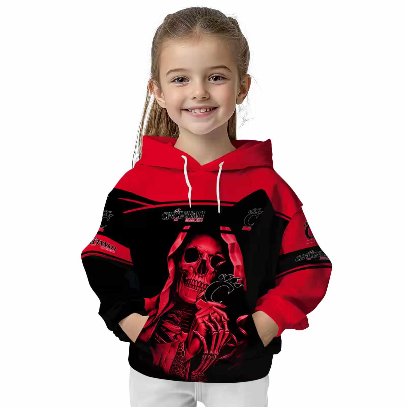 personalized cincinnati bearcats grim reaper red black hoodie top rated