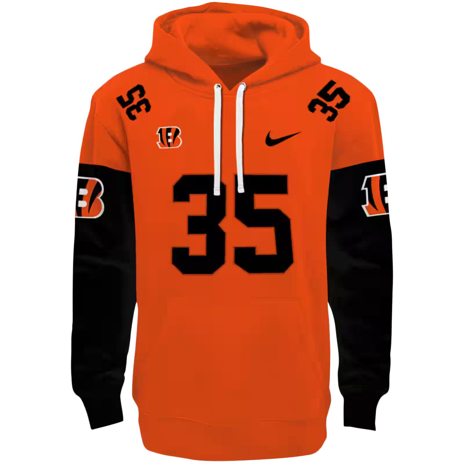 Personalized Cincinnati Bengals Minimal Design Orange Hoodie