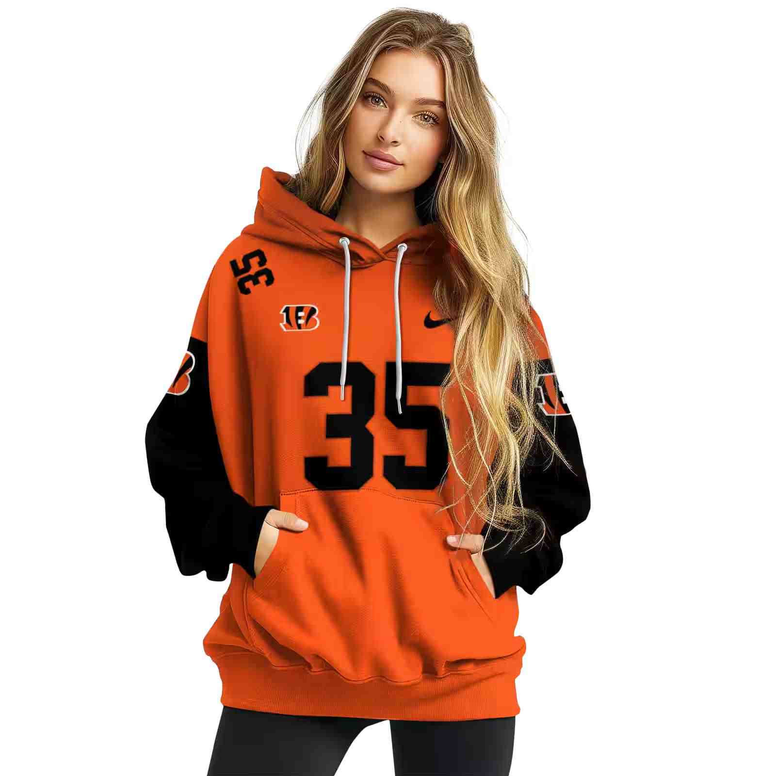 personalized cincinnati bengals minimal design orange hoodie high quality