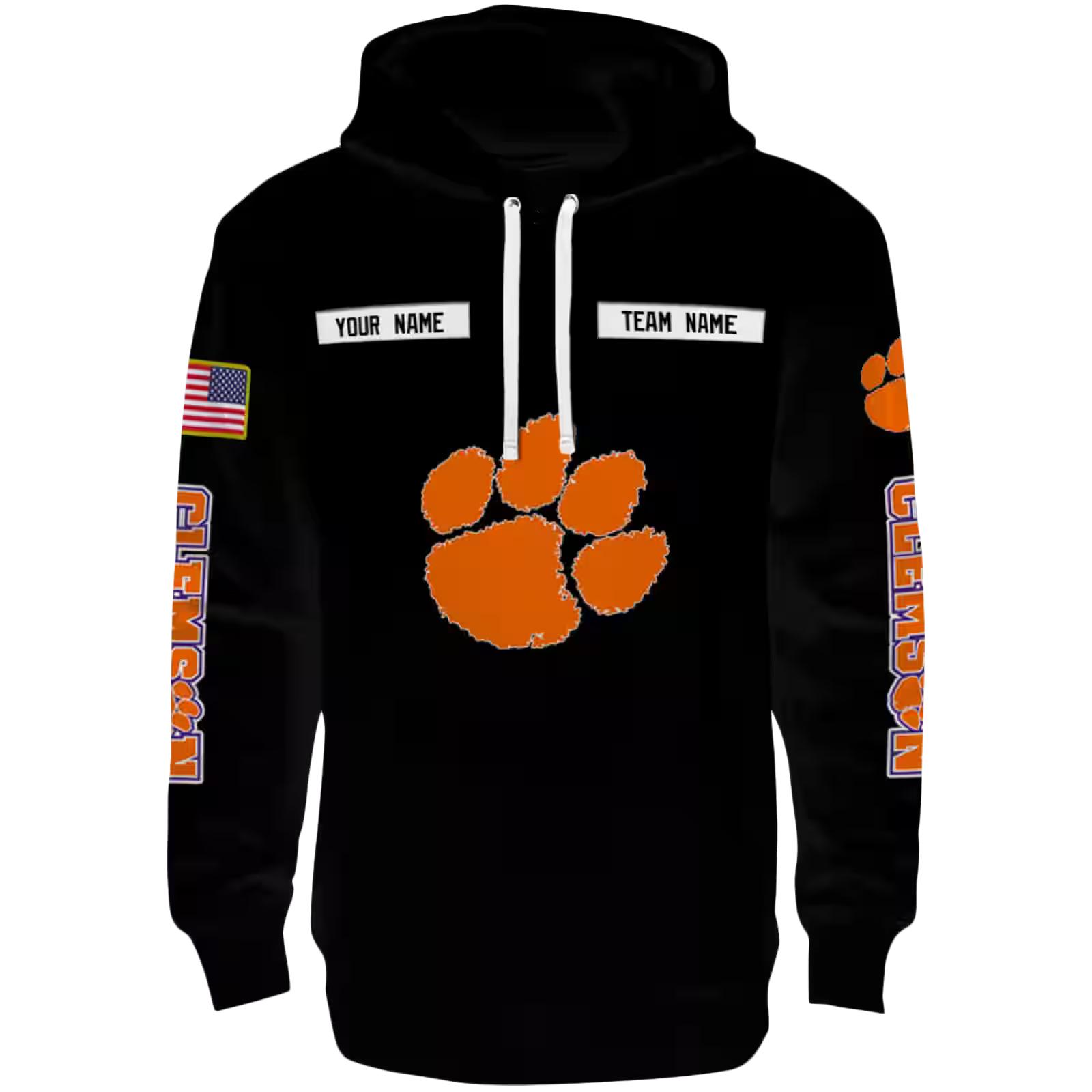 Personalized Clemson Tigers Punisher Skull Black Hoodie