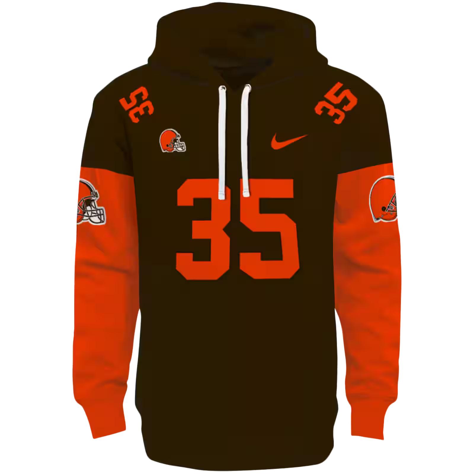 Personalized Cleveland Browns Minimal Design Brown Hoodie