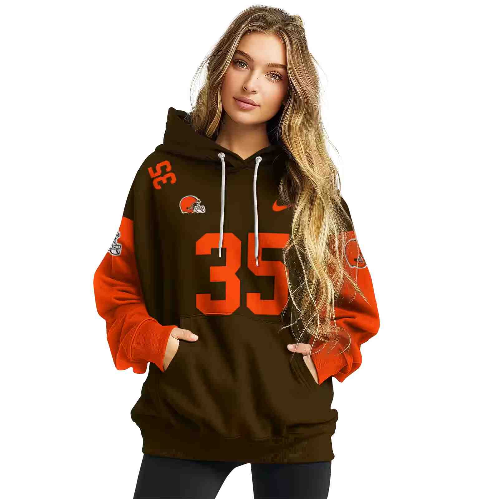 personalized cleveland browns minimal design brown hoodie high quality