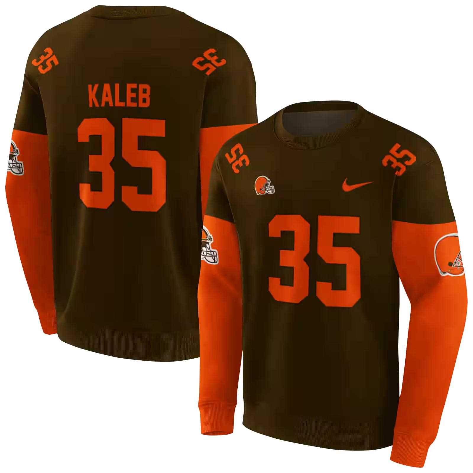 personalized cleveland browns minimal design brown hoodie premium grade