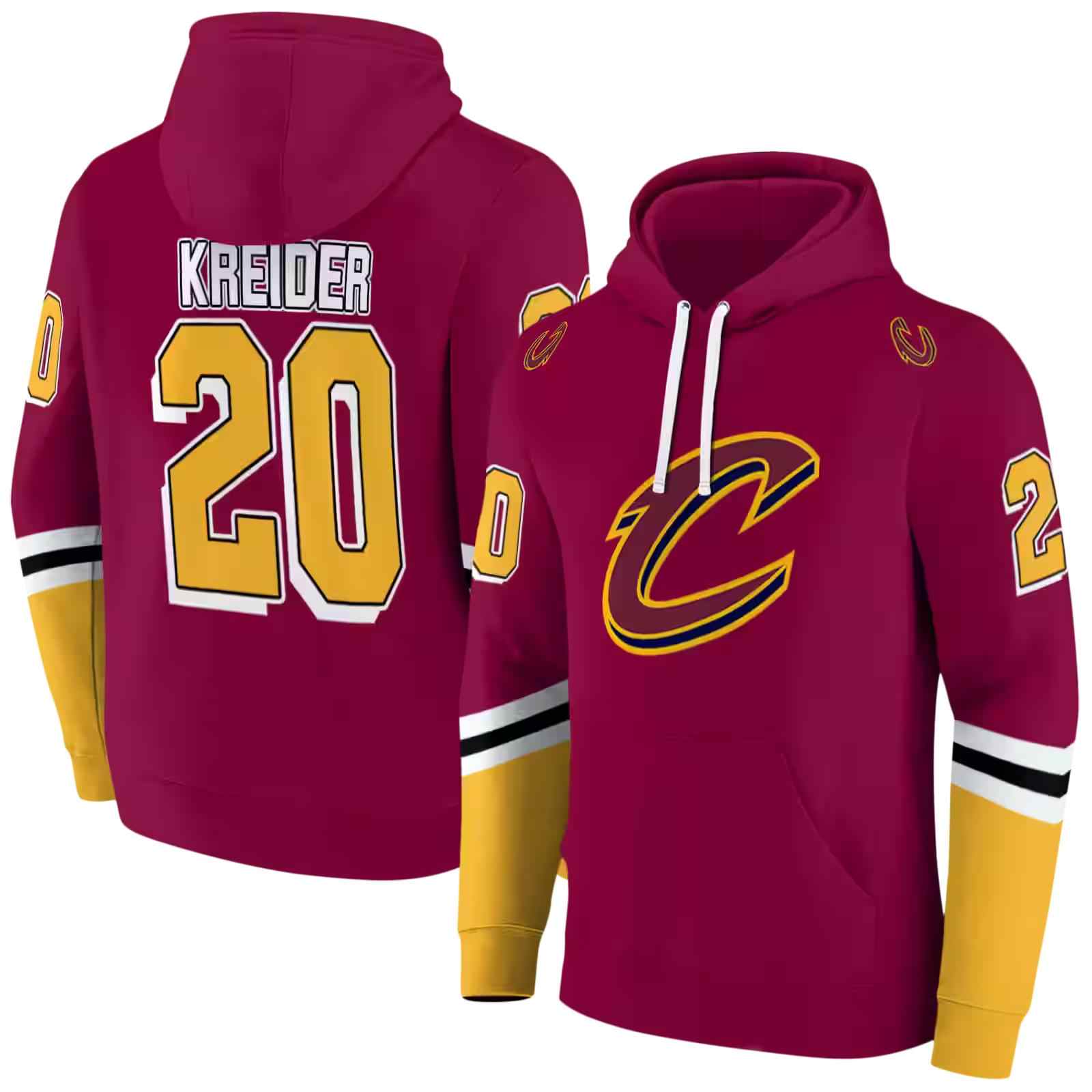 personalized cleveland cavaliers striped sleeves wine hoodie fashion forward