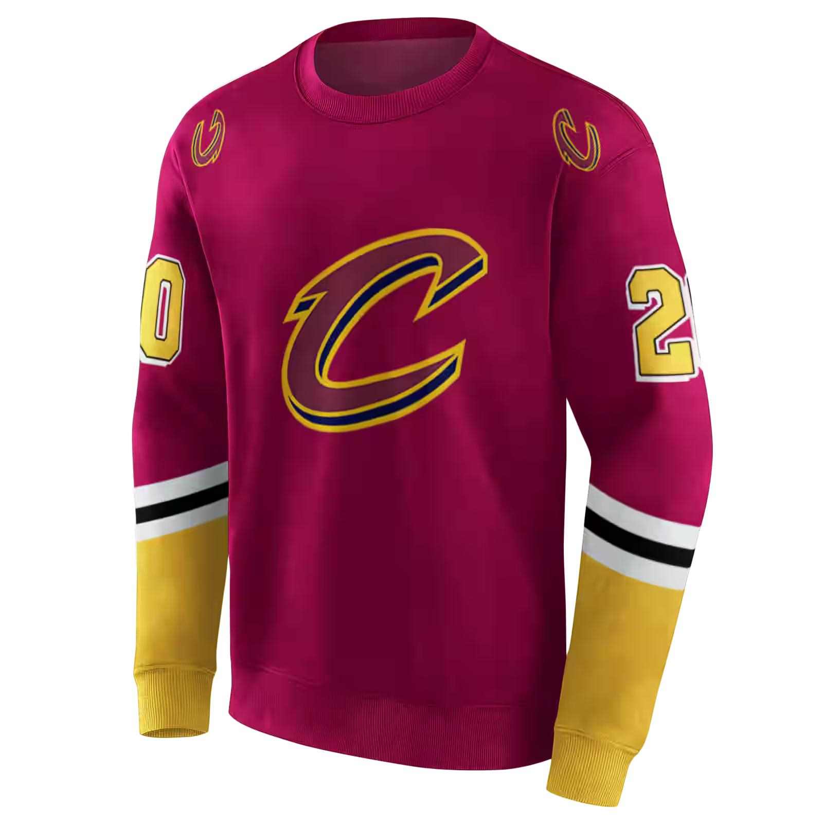 personalized cleveland cavaliers striped sleeves wine hoodie new arrival