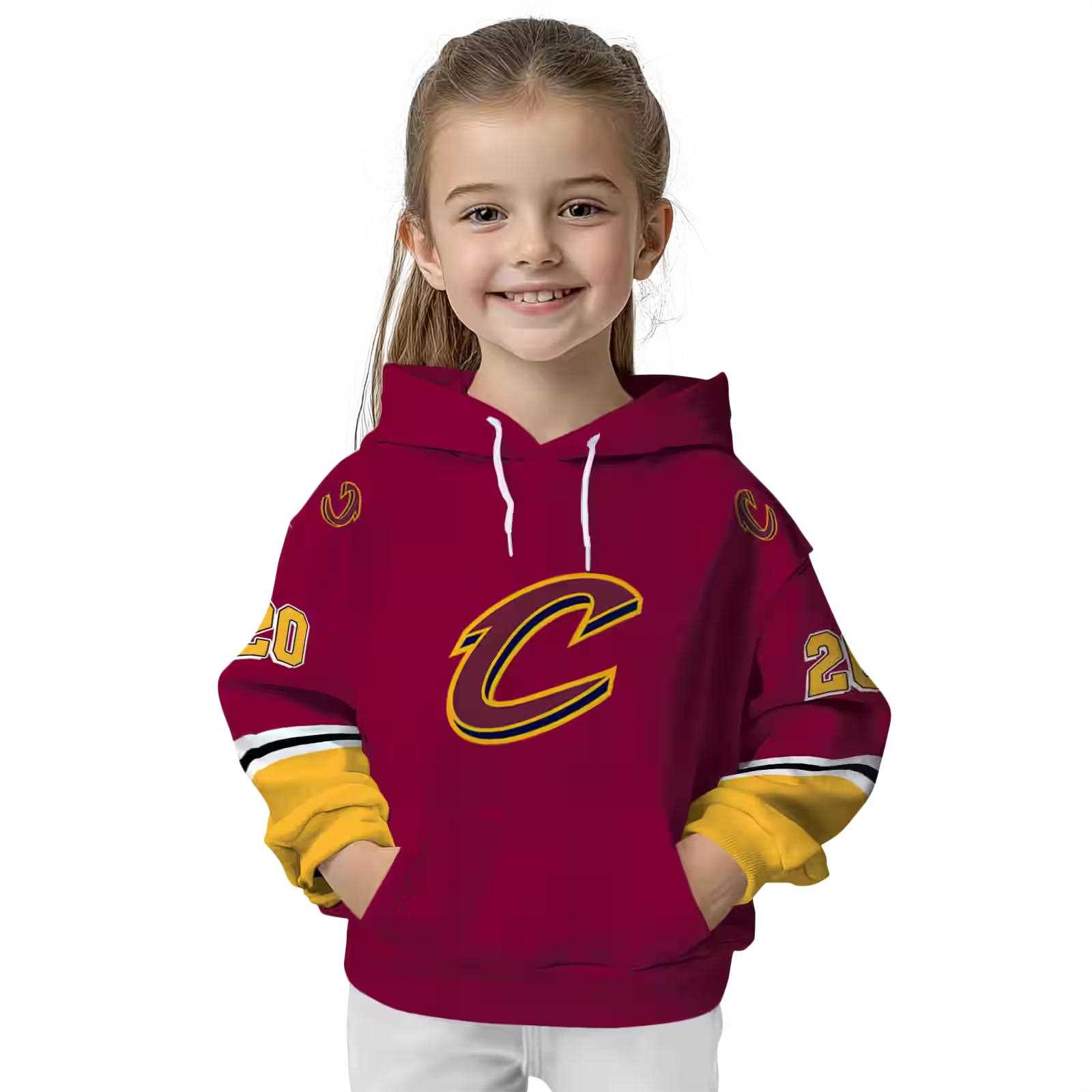 personalized cleveland cavaliers striped sleeves wine hoodie top rated