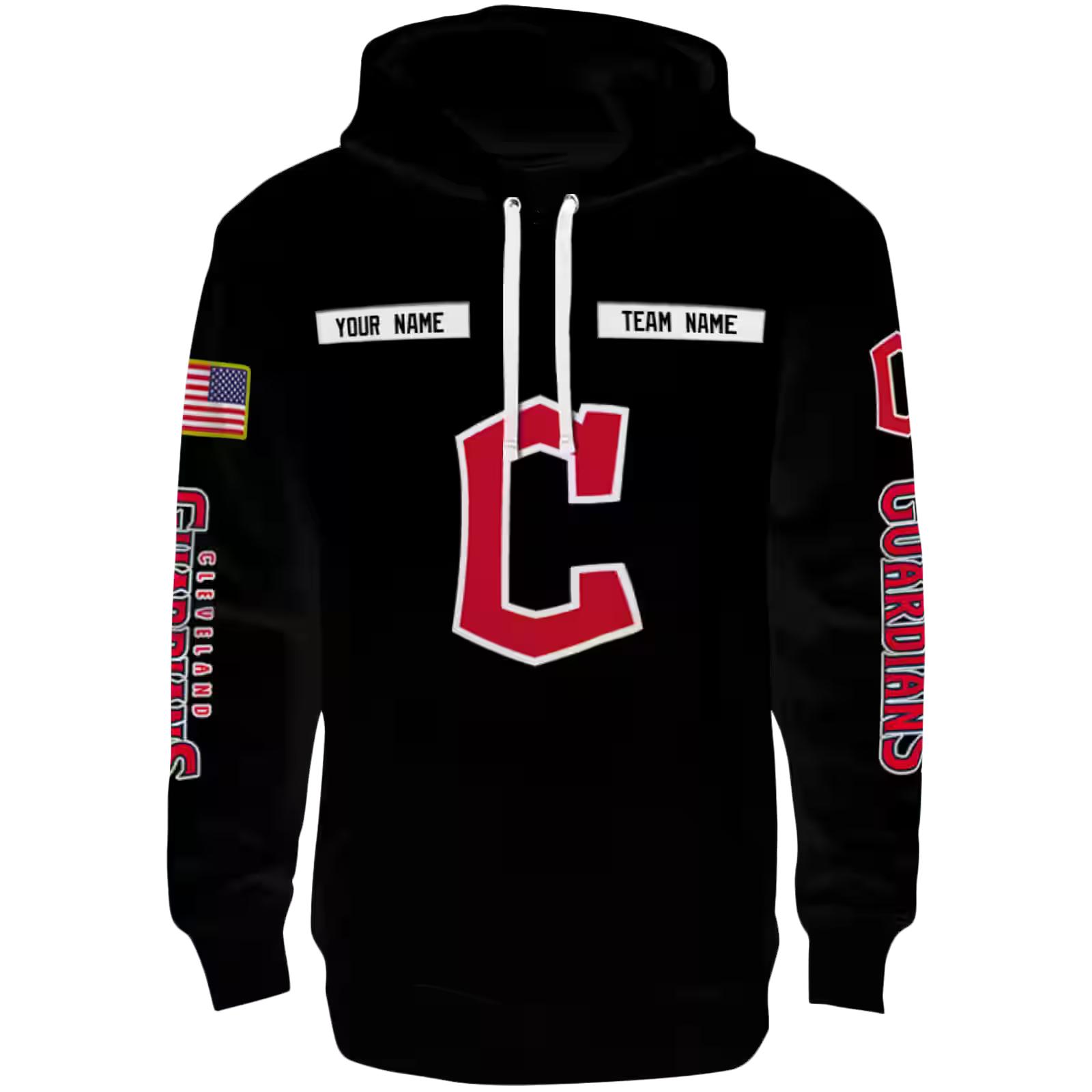 Personalized Cleveland Guardians Punisher Skull Black Hoodie