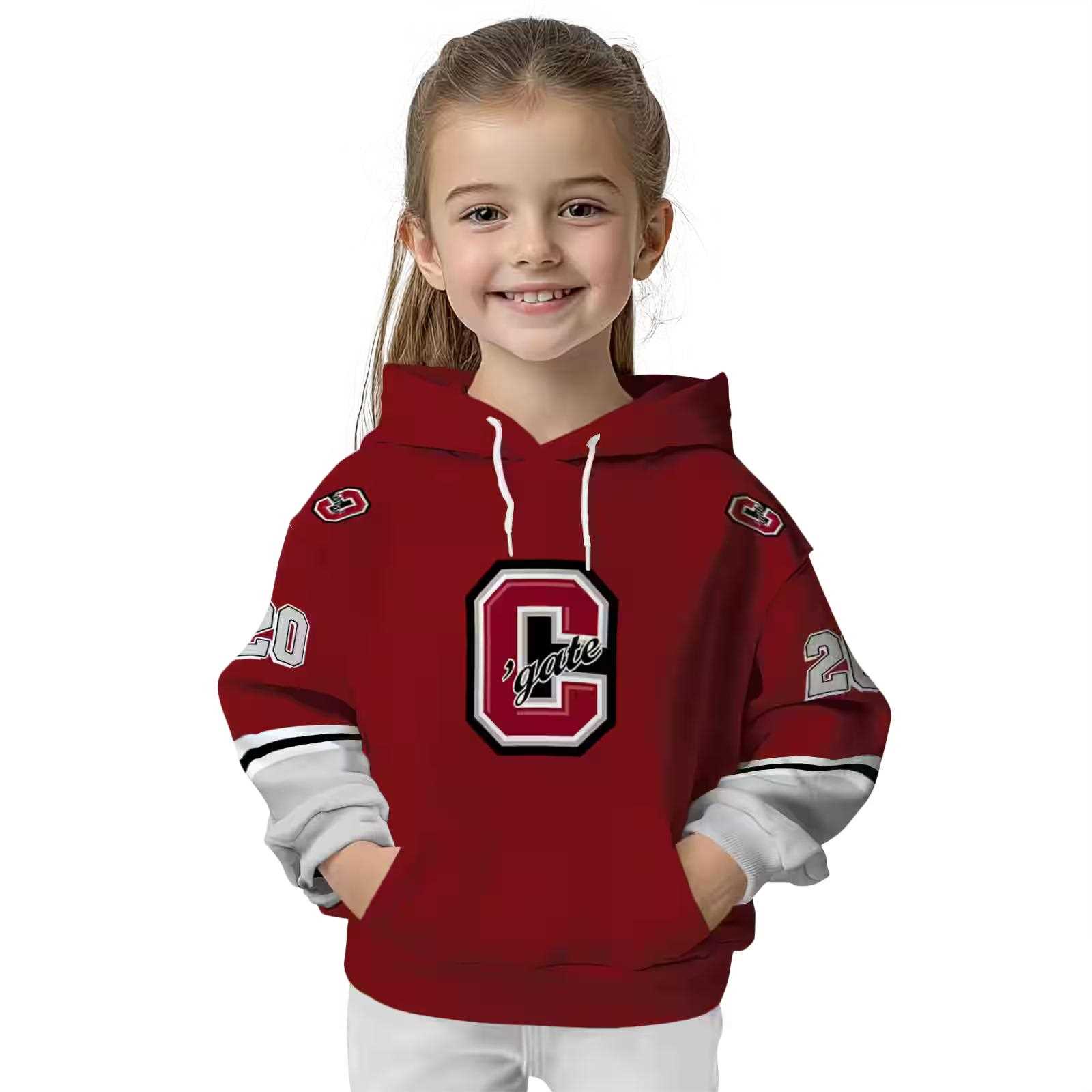 personalized colgate raiders striped sleeves maroon hoodie top rated