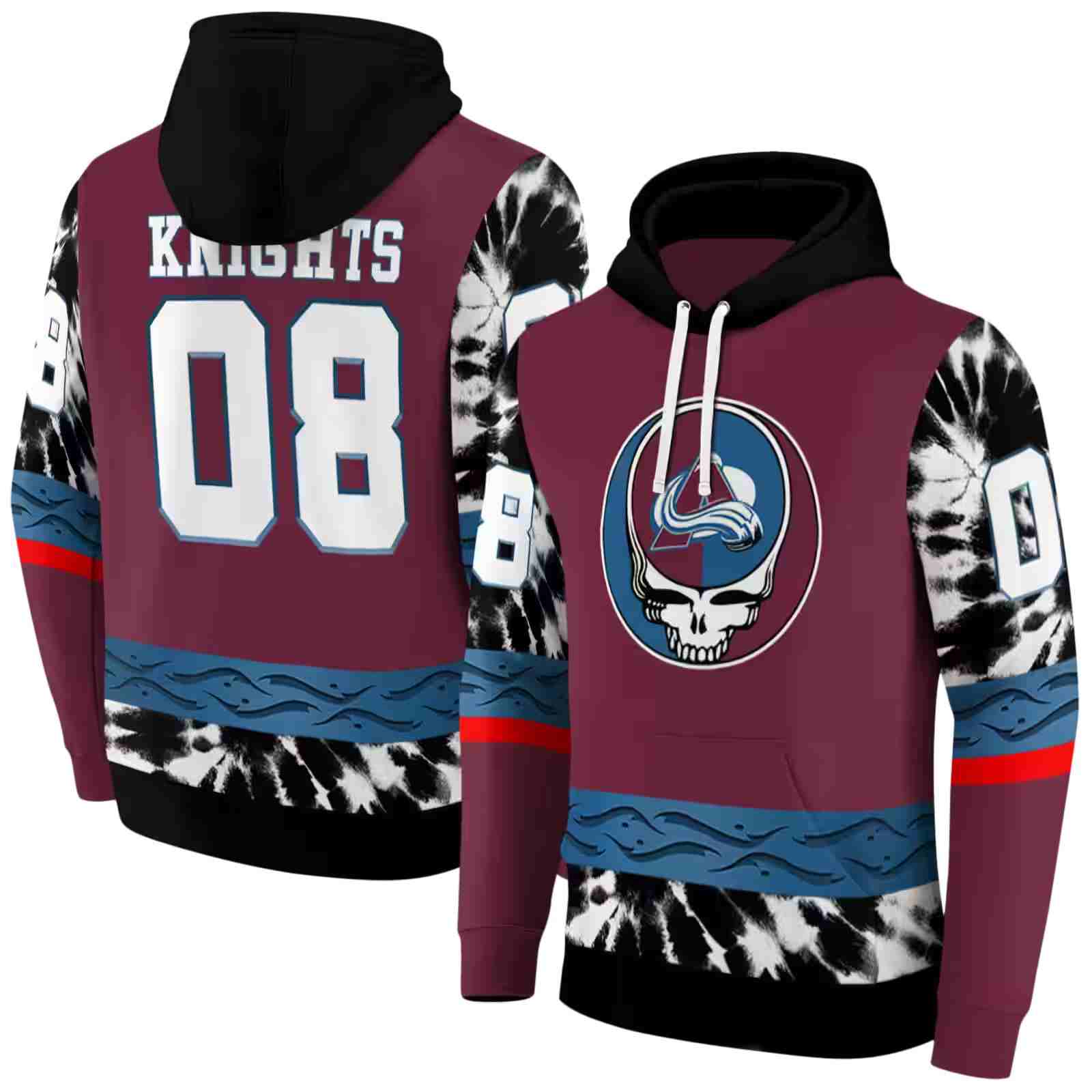 personalized colorado avalanche grateful vibes burgundy hoodie fashion forward