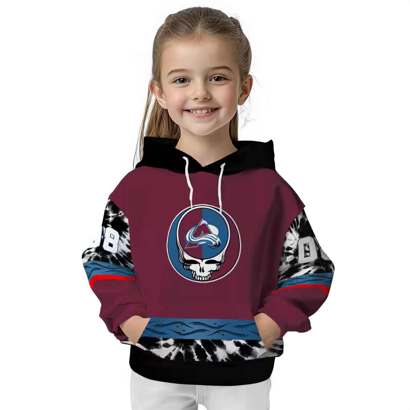 personalized colorado avalanche grateful vibes burgundy hoodie top rated