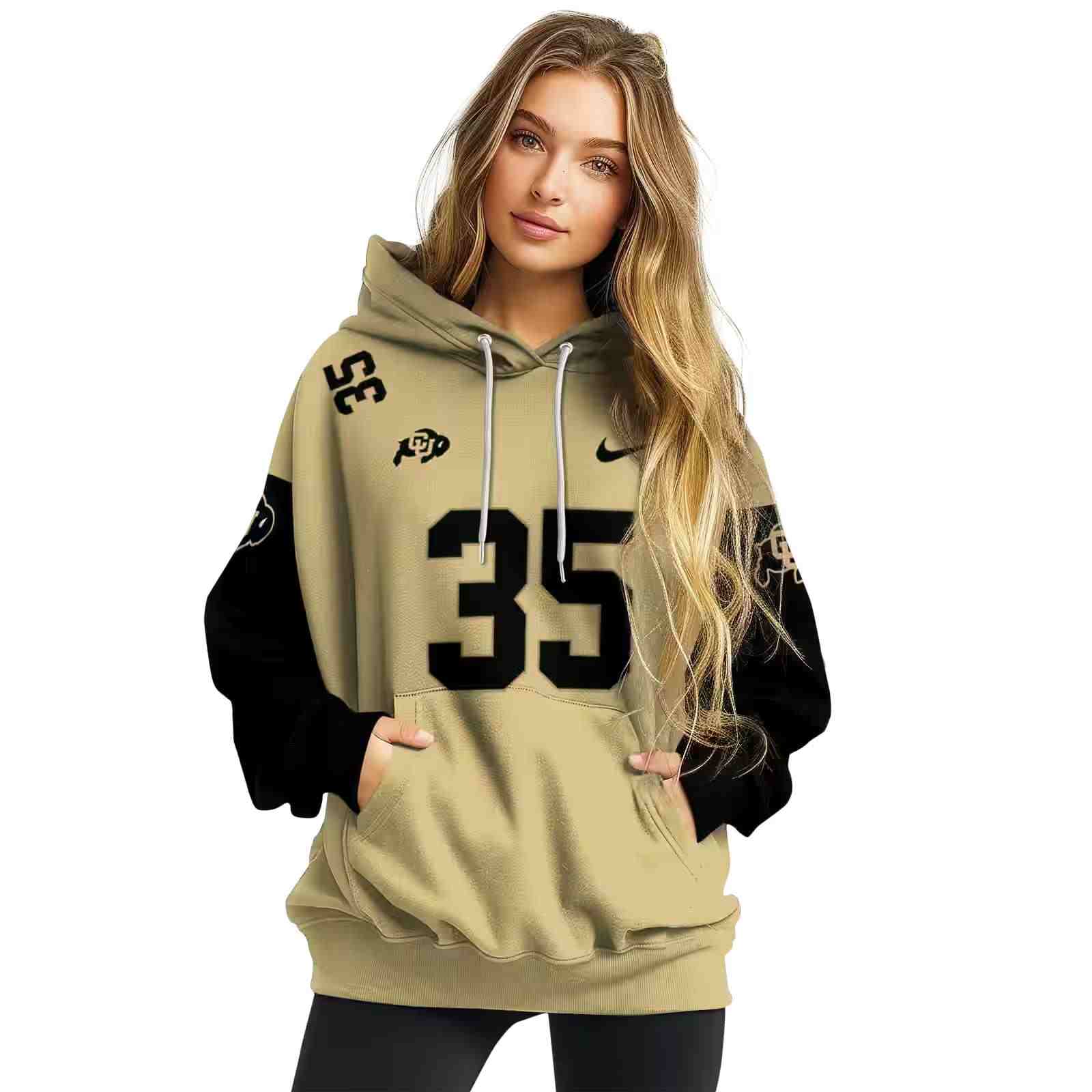 personalized colorado buffaloes minimal design gold hoodie high quality