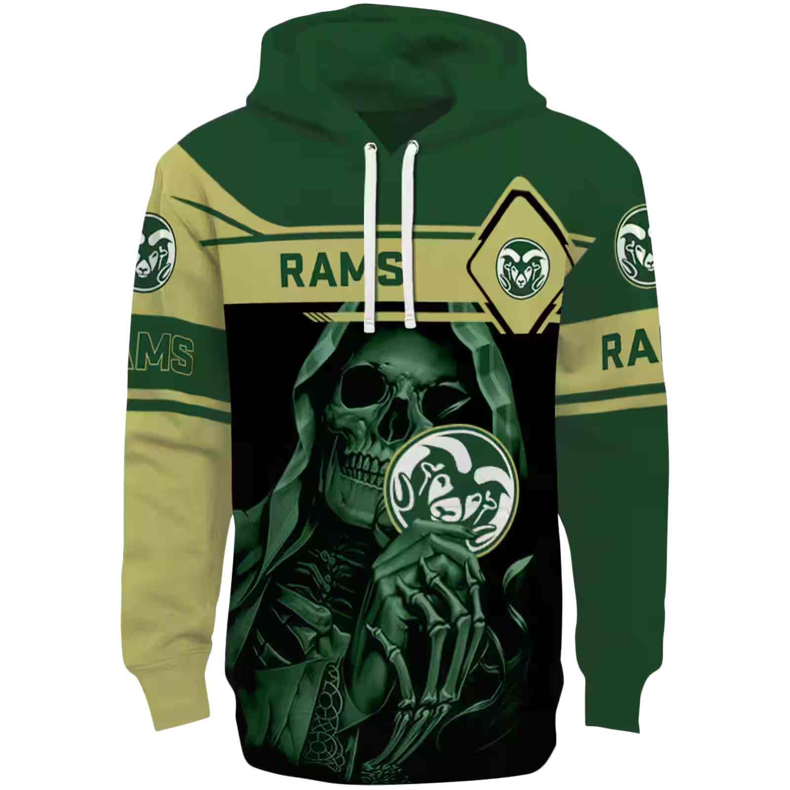 Personalized Colorado State Rams Grim Reaper Green Black Hoodie