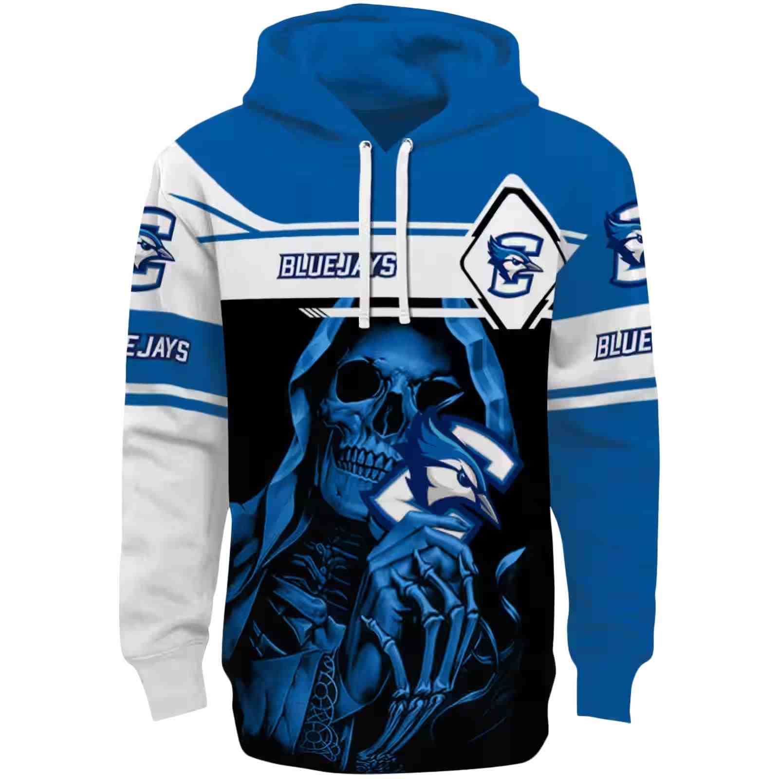 Personalized Creighton Bluejays Grim Reaper Blue Black Hoodie