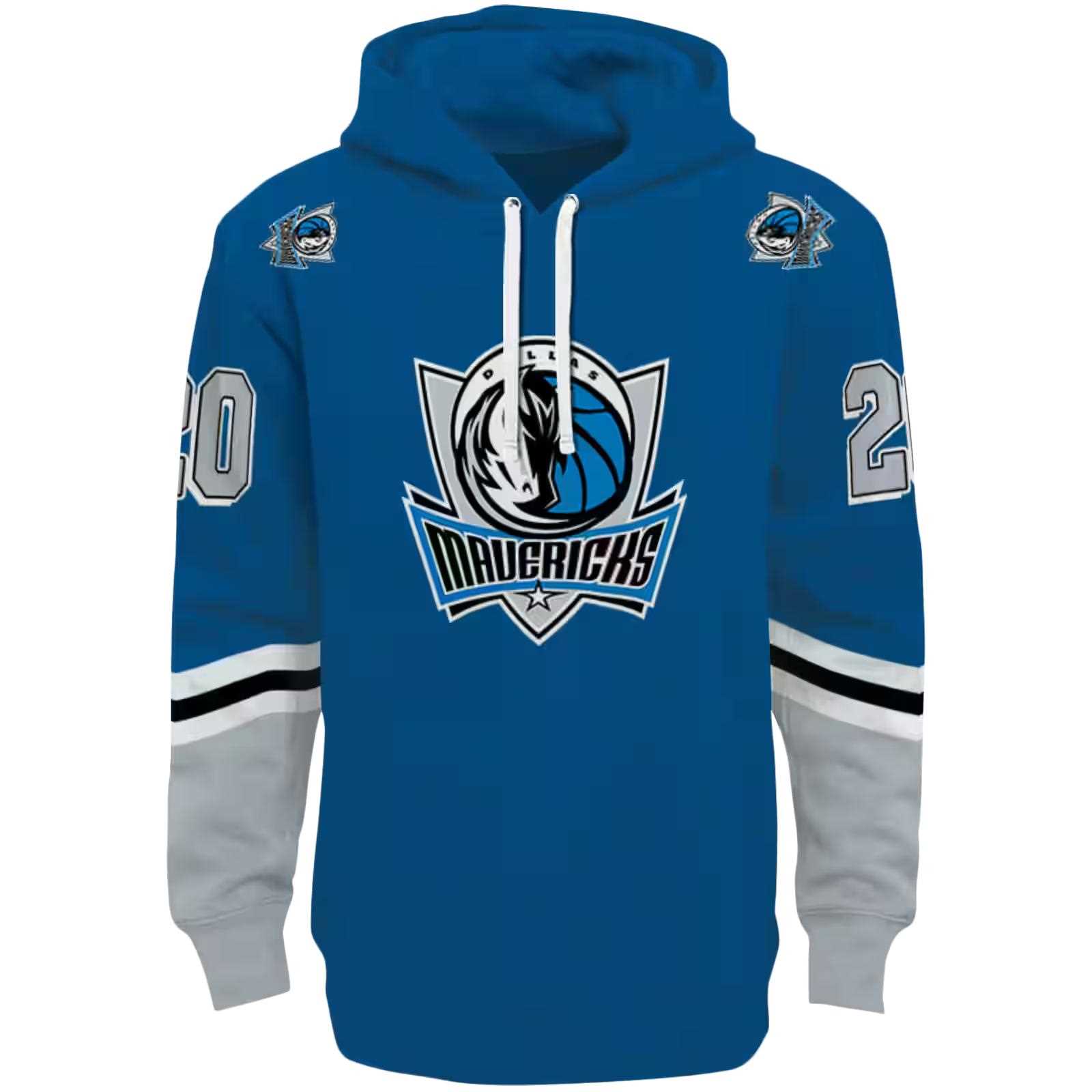 Personalized Dallas Mavericks Striped Sleeves Blue Hoodie