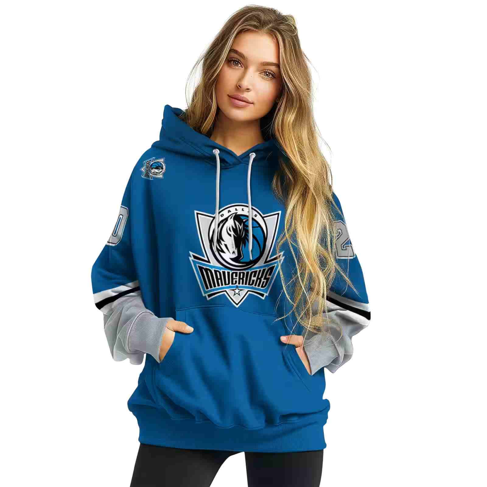 personalized dallas mavericks striped sleeves blue hoodie high quality