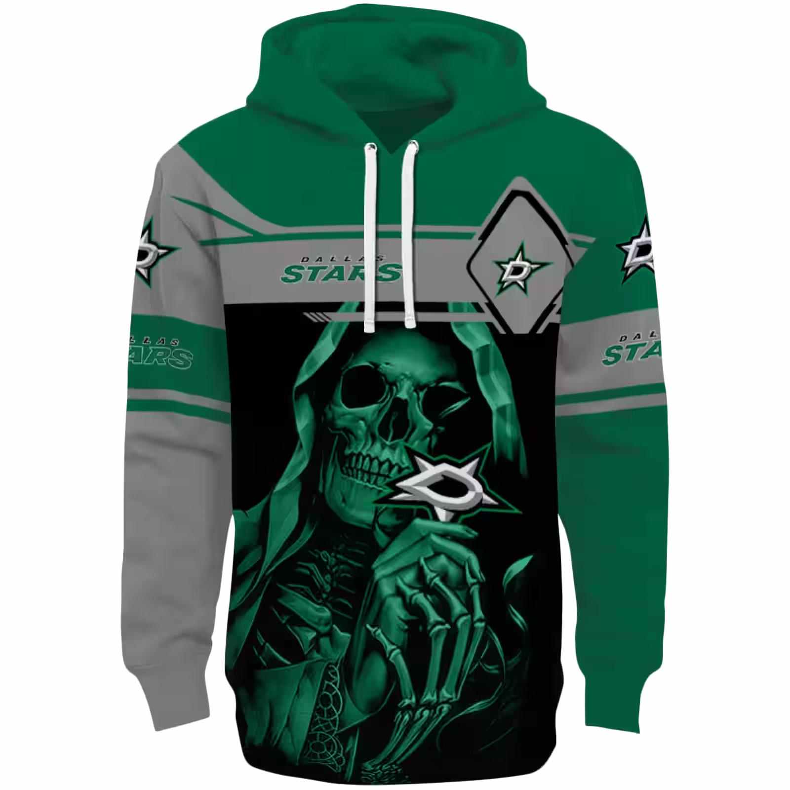 Personalized Dallas Stars Grim Reaper Green Black Hoodie