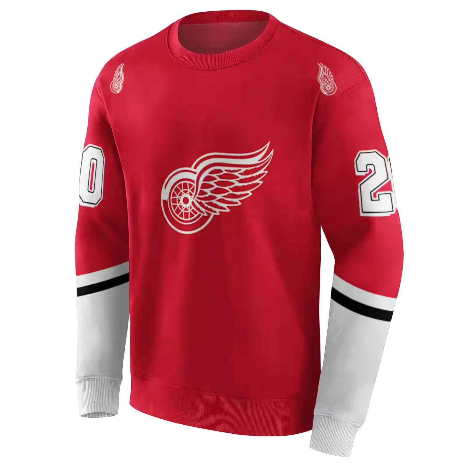 personalized detroit red wings striped sleeves red hoodie new arrival