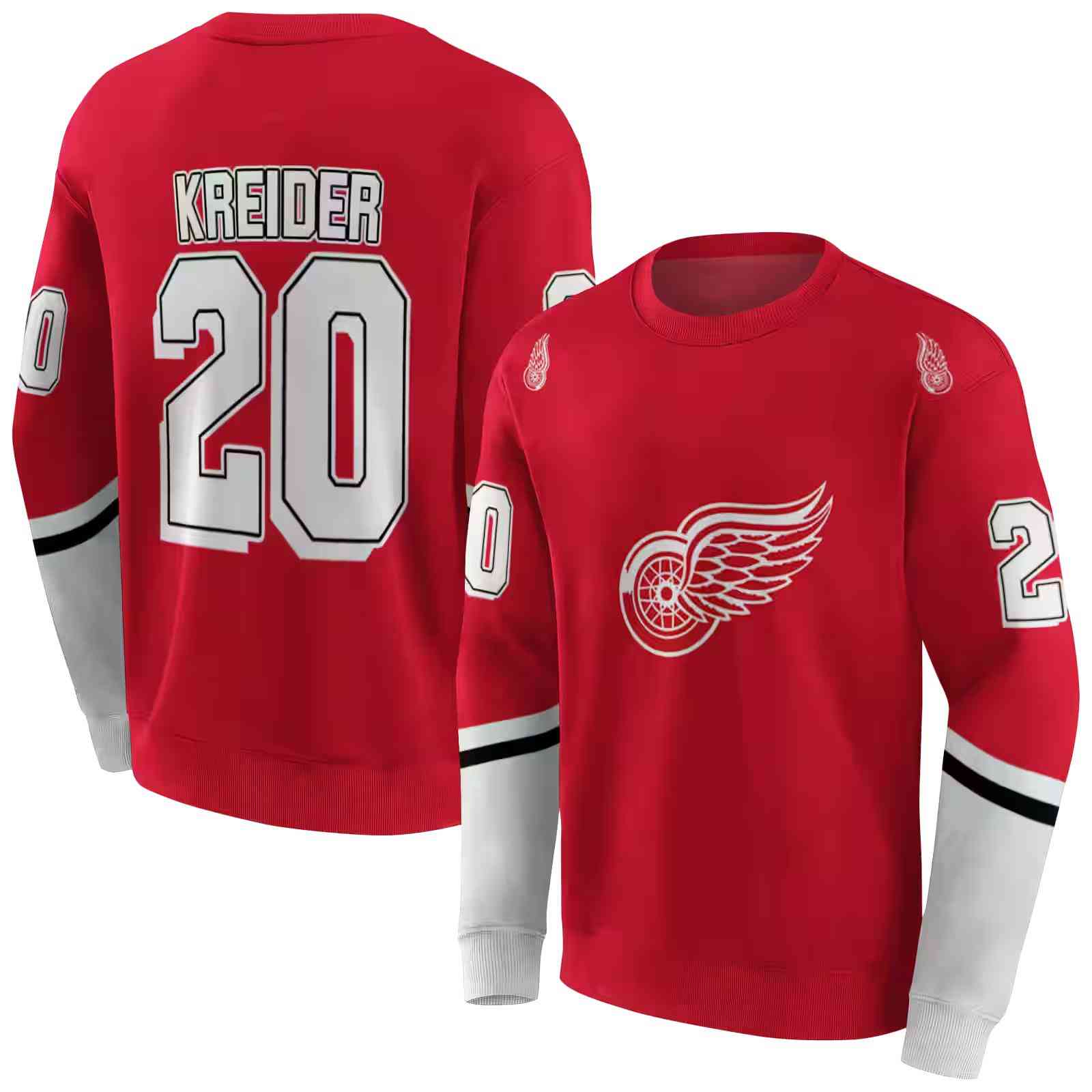 personalized detroit red wings striped sleeves red hoodie premium grade