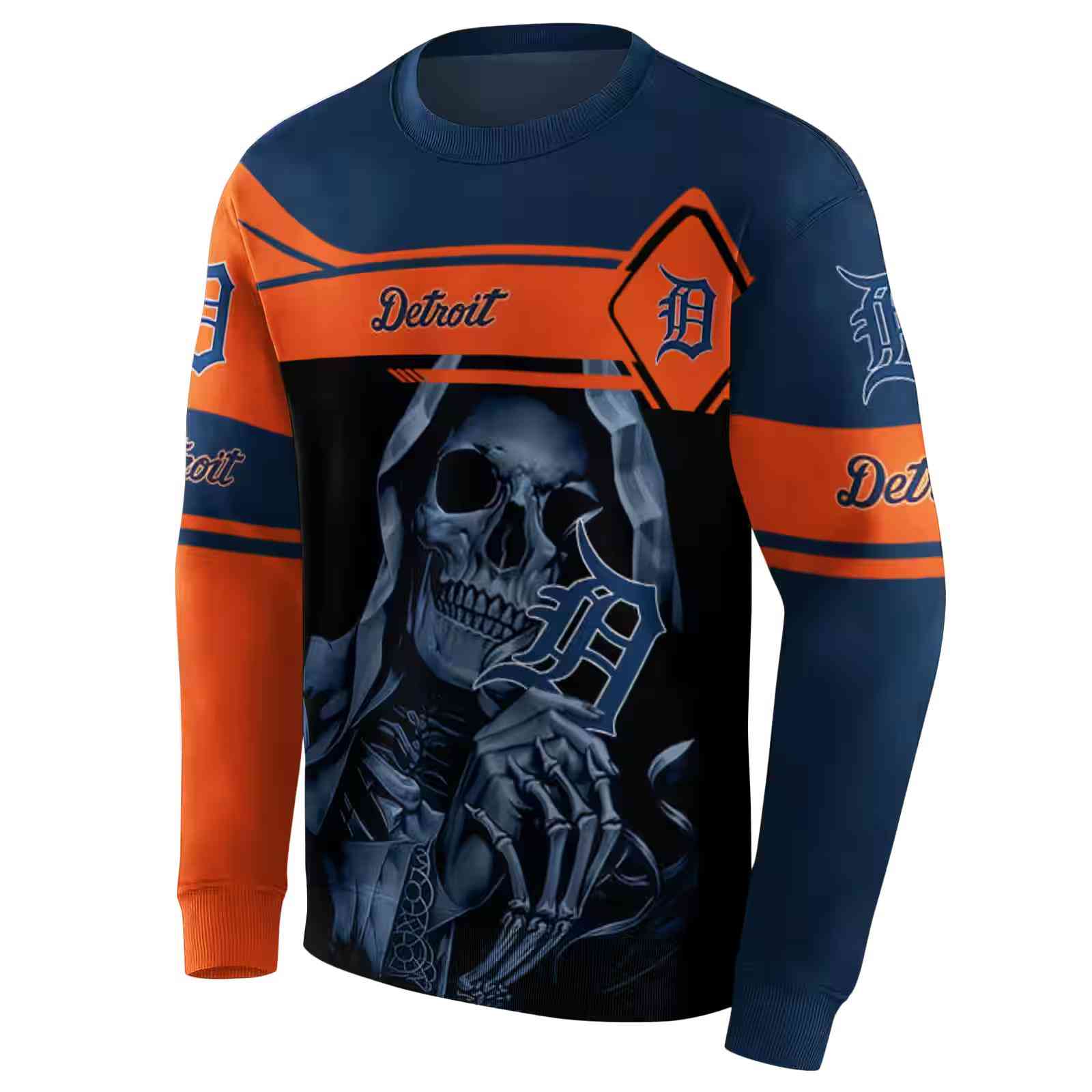 personalized detroit tigers grim reaper navy black hoodie new arrival