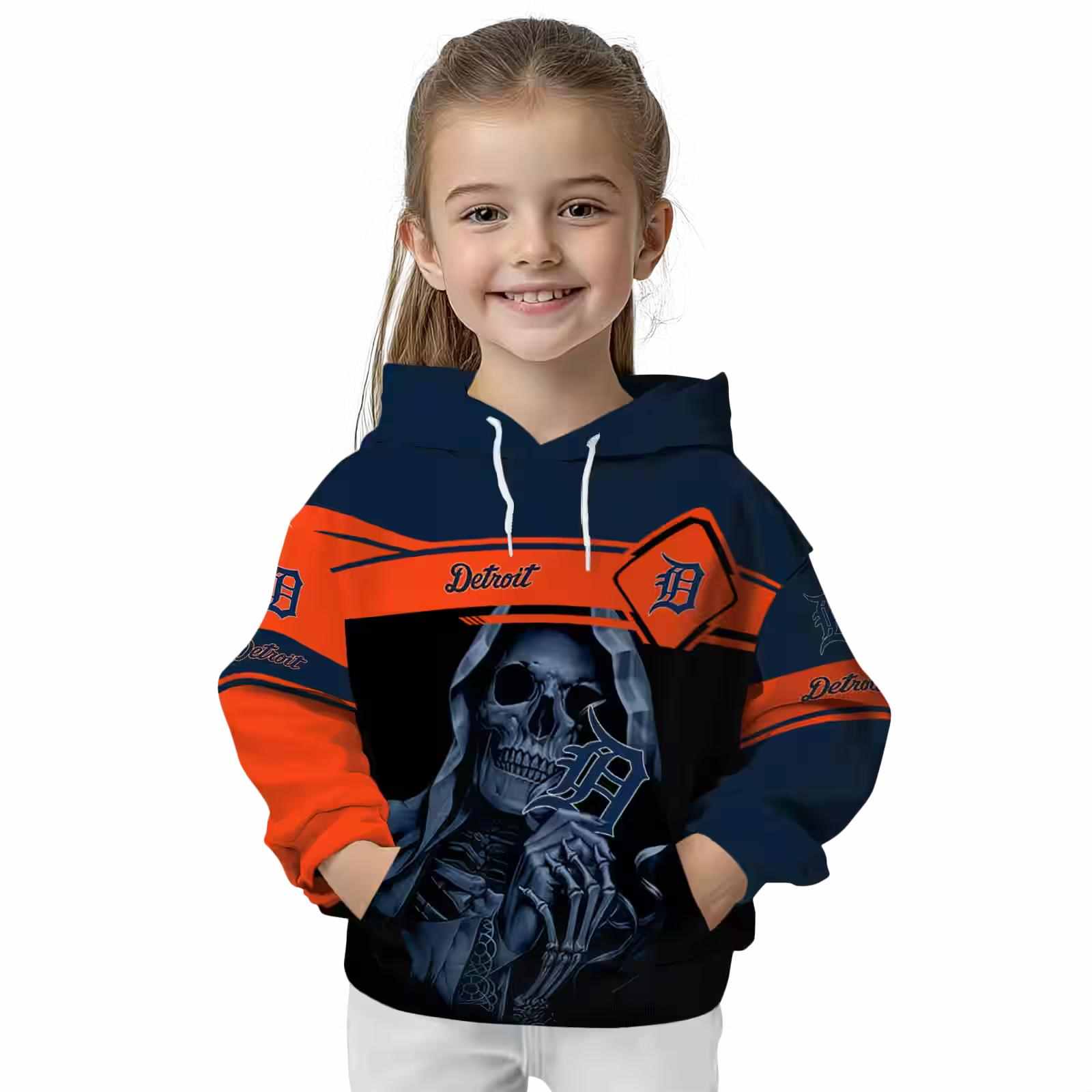 personalized detroit tigers grim reaper navy black hoodie top rated