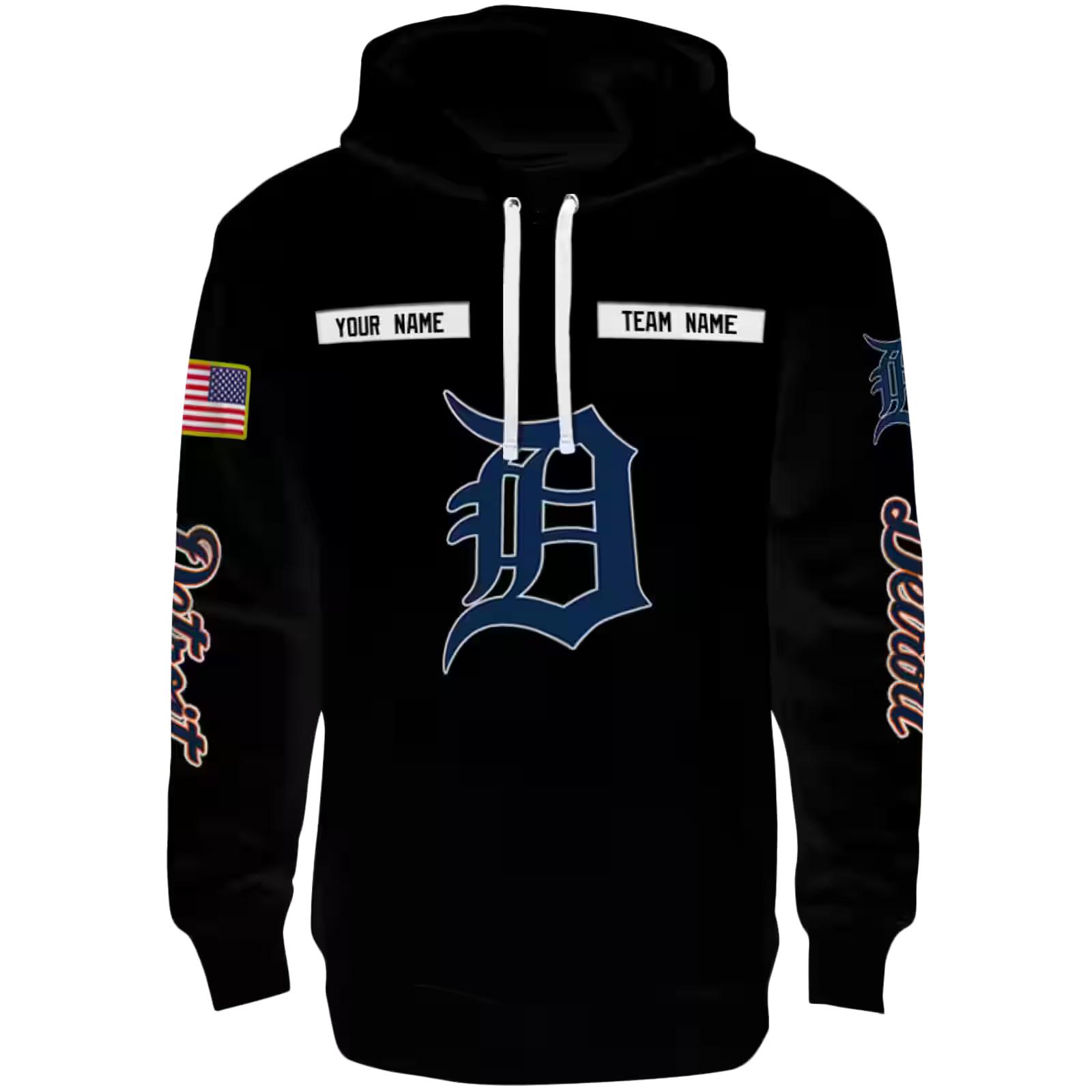 Personalized Detroit Tigers Punisher Skull Black Hoodie