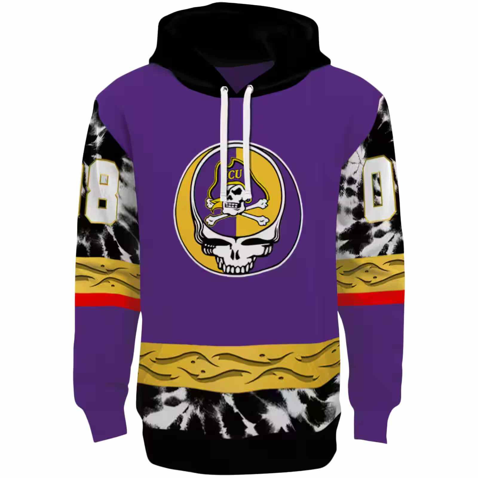 Personalized East Carolina Pirates Grateful Vibes Purple Hoodie