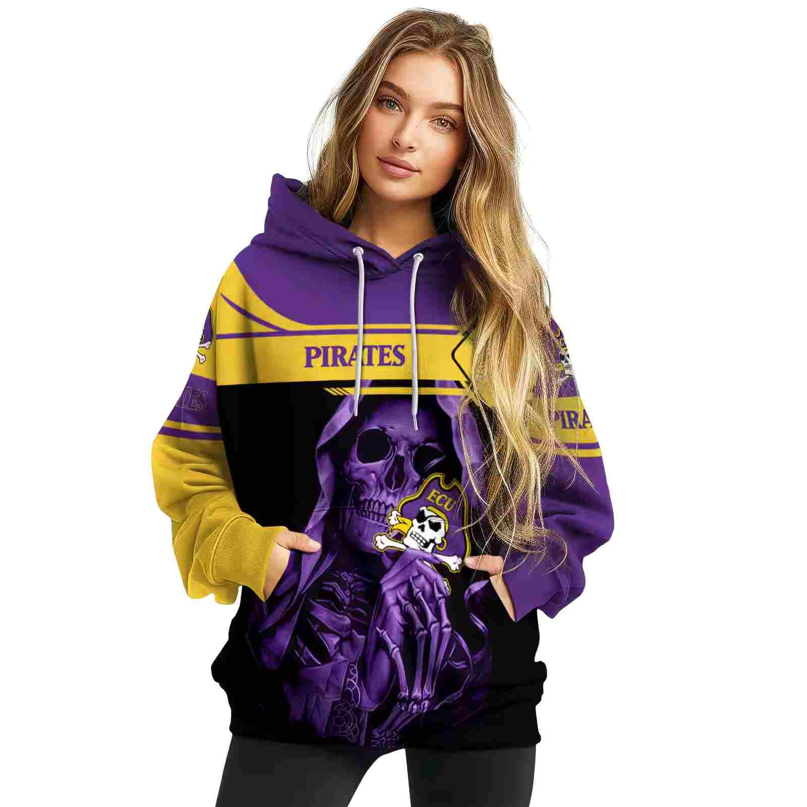 personalized east carolina pirates grim reaper purple black hoodie high quality