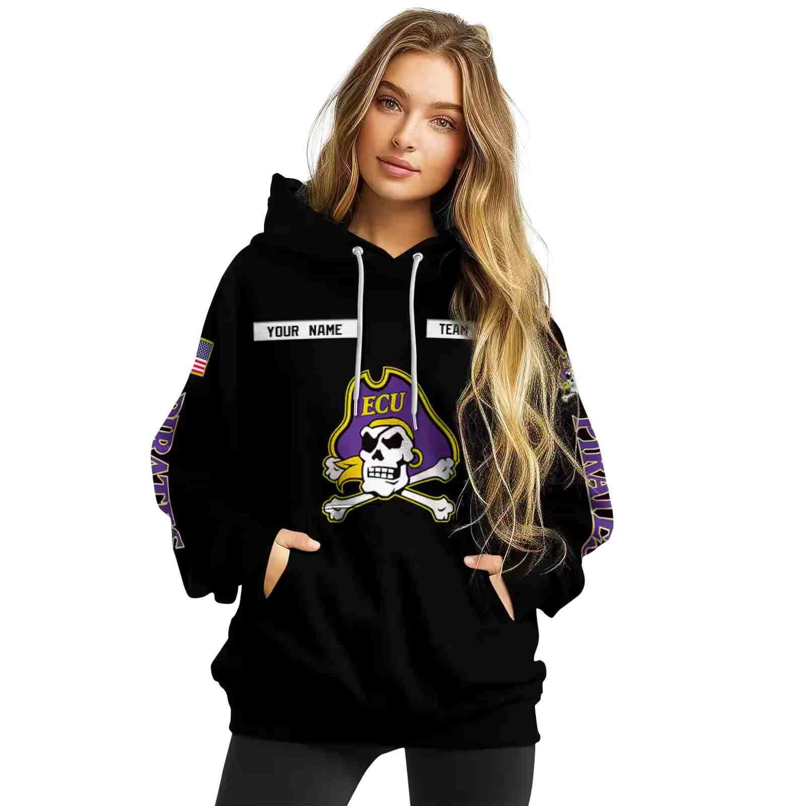 personalized east carolina pirates punisher skull black hoodie high quality