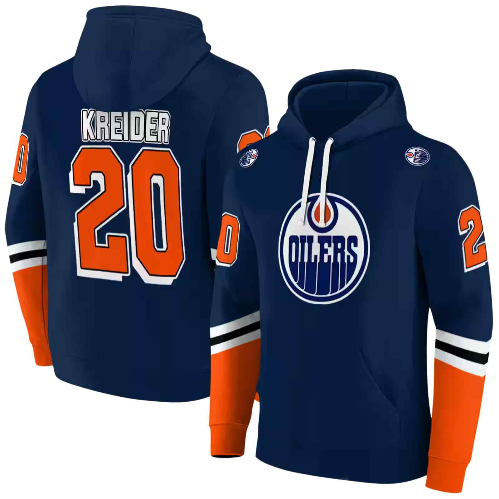 personalized edmonton oilers striped sleeves blue hoodie fashion forward