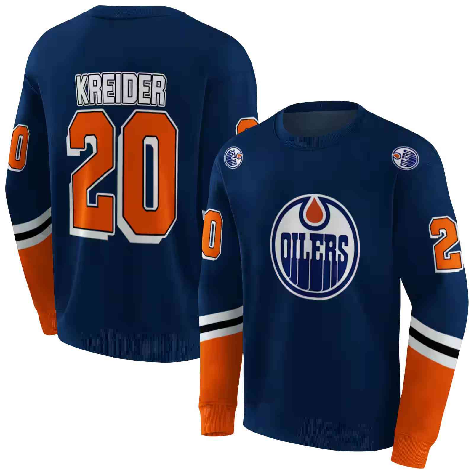 personalized edmonton oilers striped sleeves blue hoodie premium grade