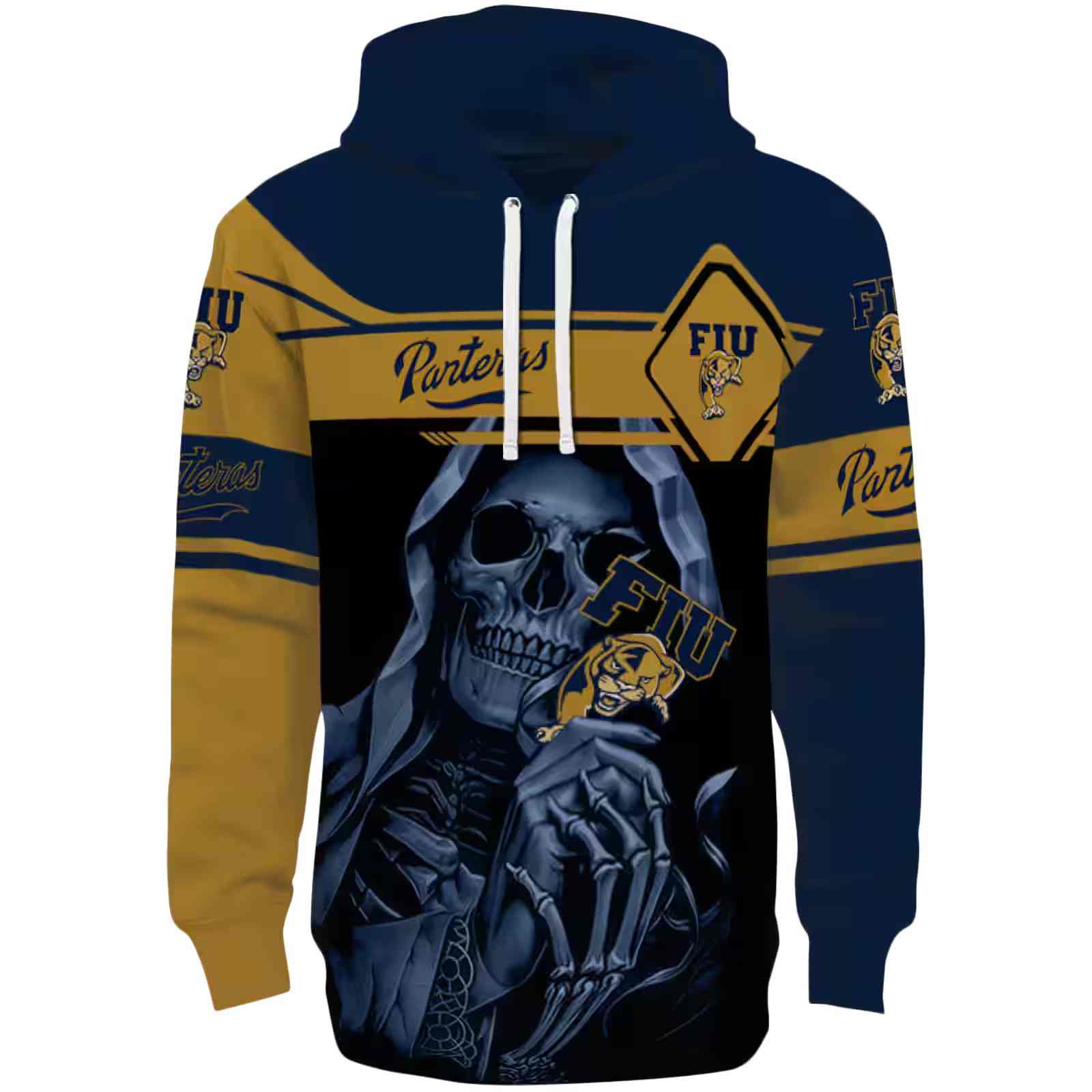 Personalized FIU Panthers Grim Reaper Blue Black Hoodie