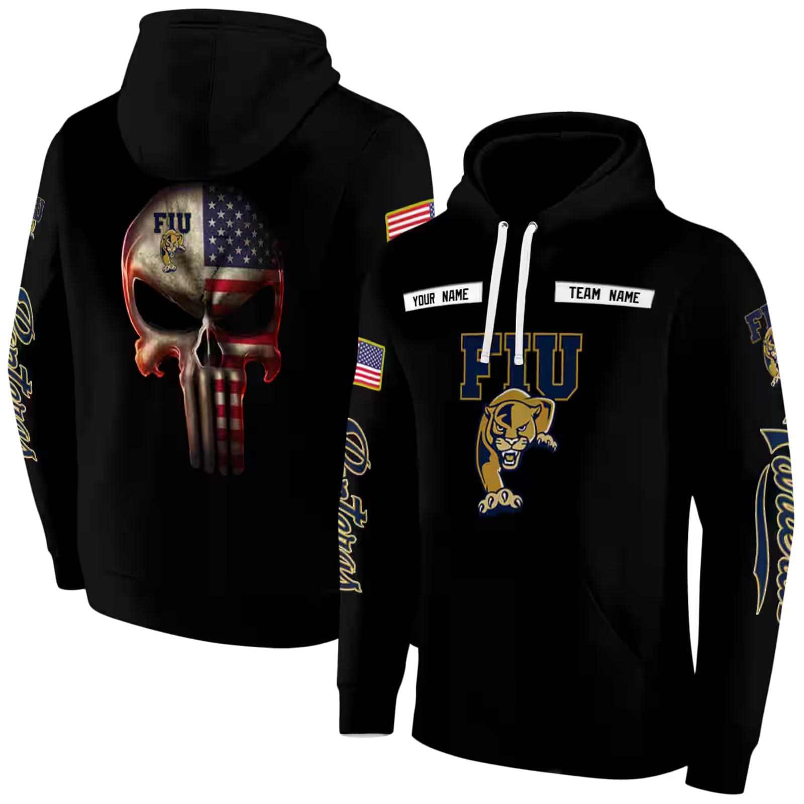 personalized fiu panthers punisher skull black hoodie fashion forward