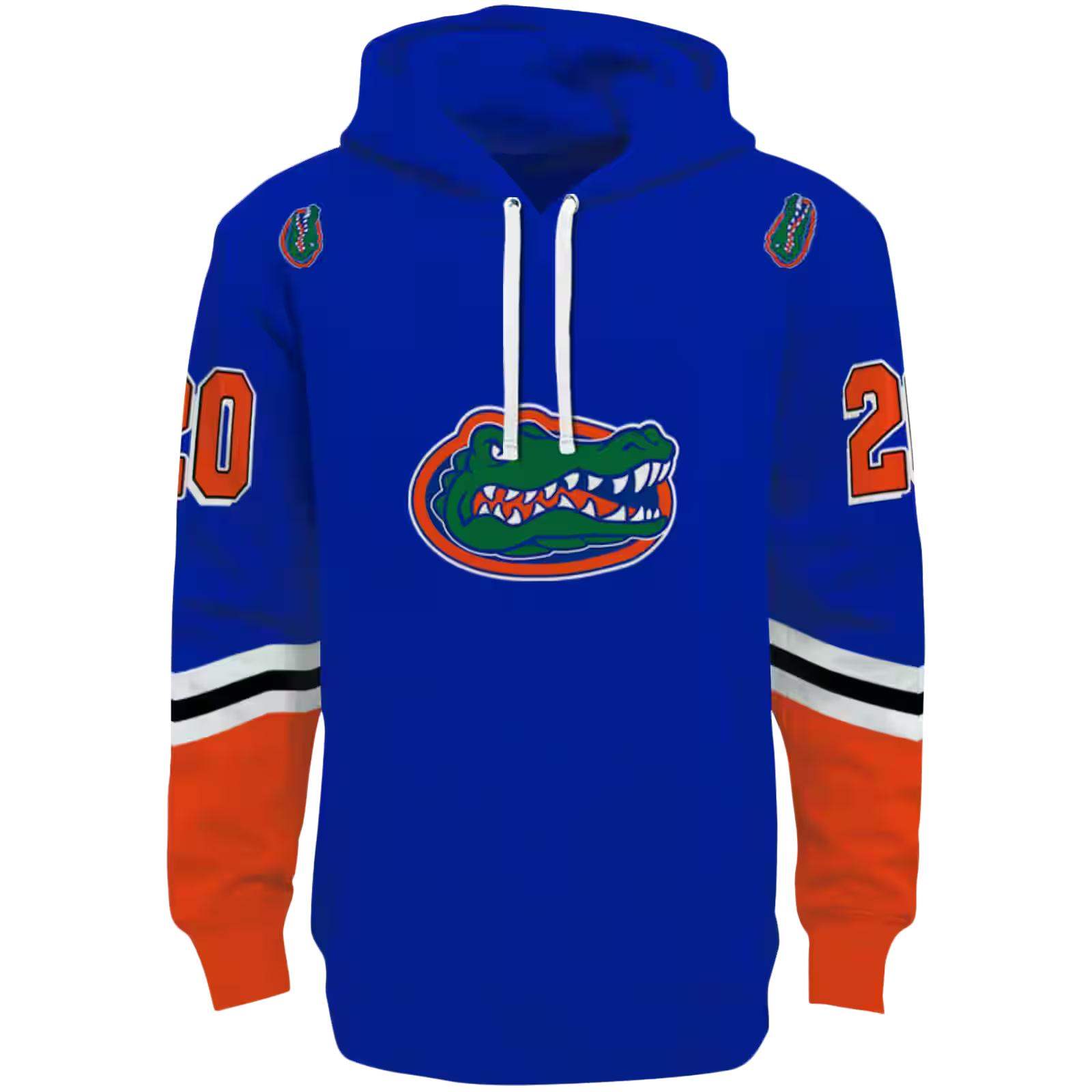 Personalized Florida Gators Striped Sleeves Blue Hoodie