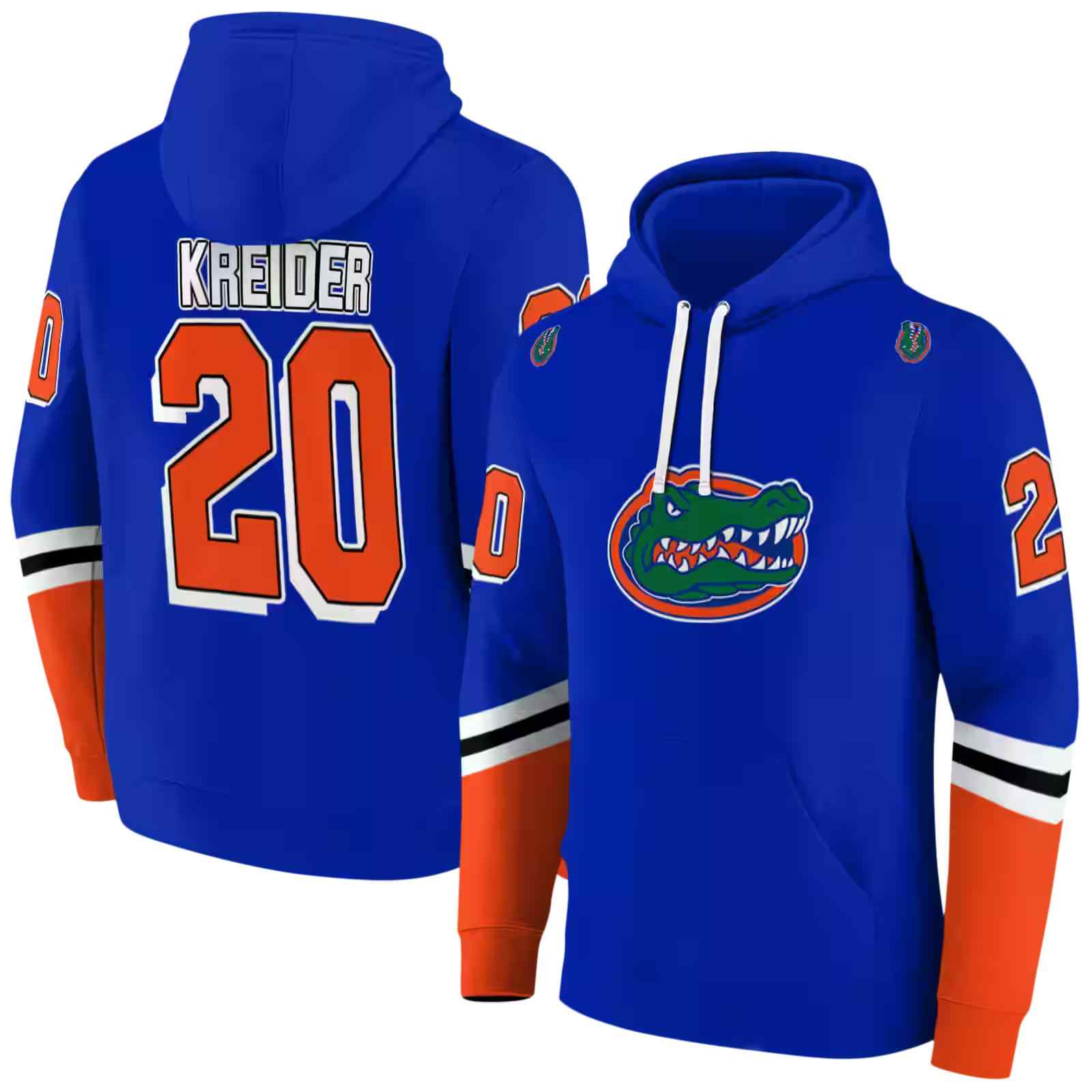 personalized florida gators striped sleeves blue hoodie fashion forward