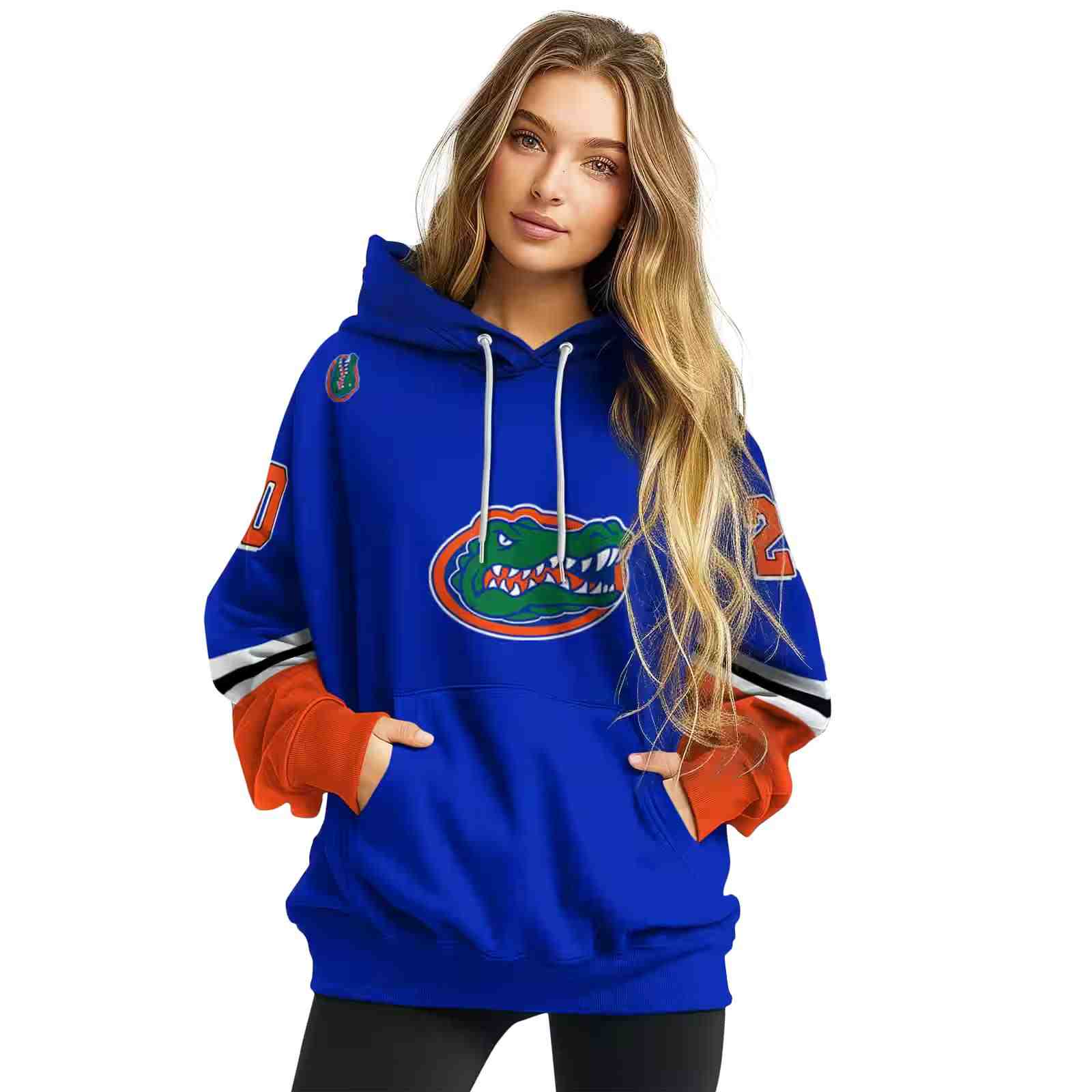 personalized florida gators striped sleeves blue hoodie high quality