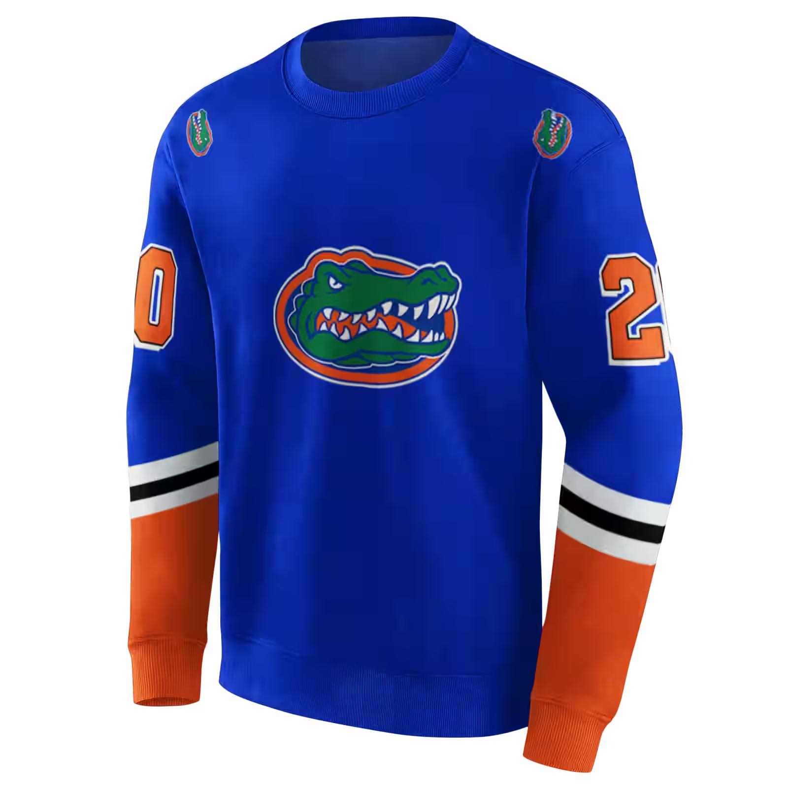 personalized florida gators striped sleeves blue hoodie new arrival