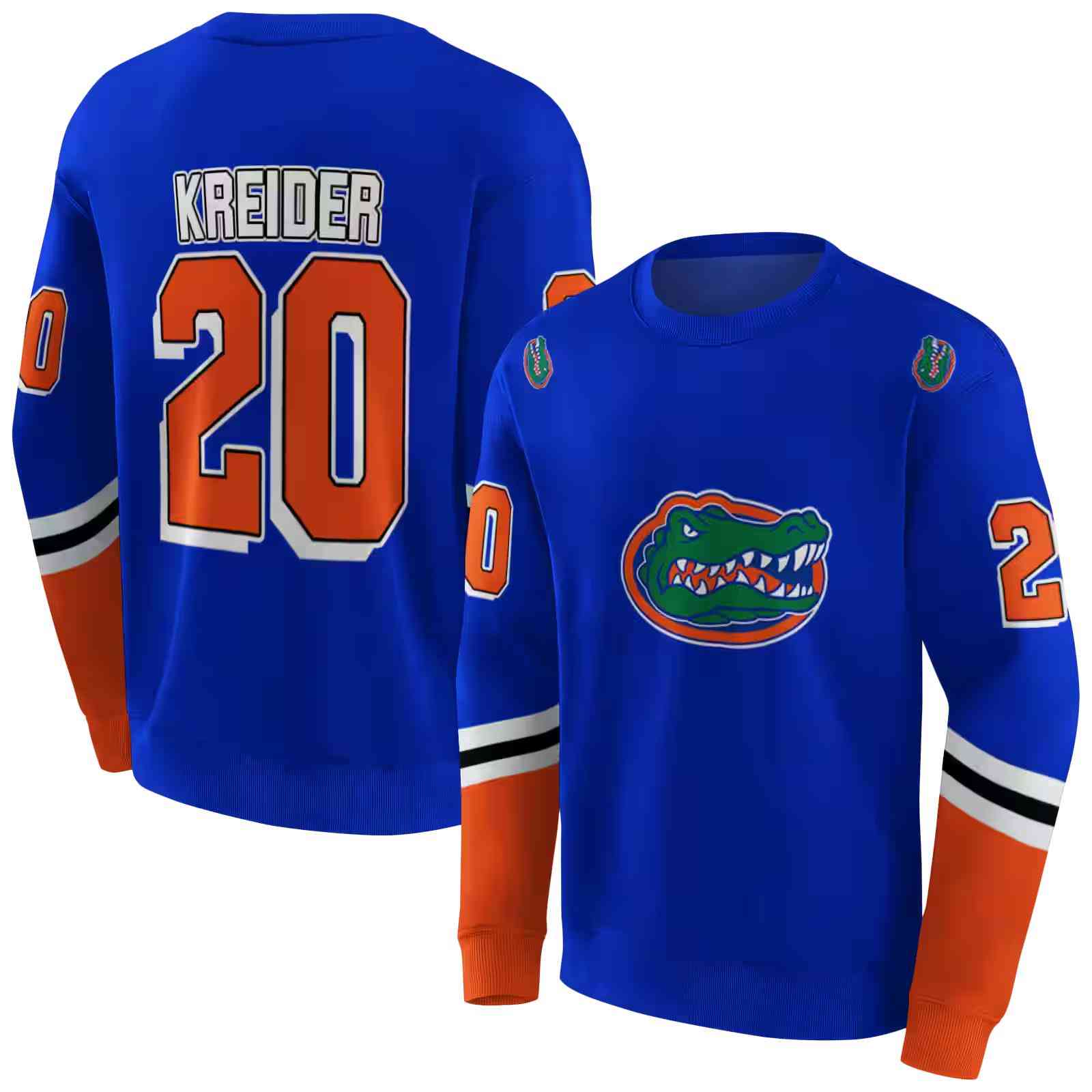 personalized florida gators striped sleeves blue hoodie premium grade