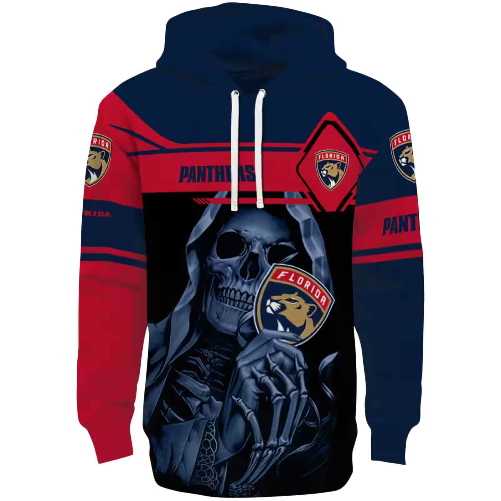 Personalized Florida Panthers Grim Reaper Red Black Hoodie