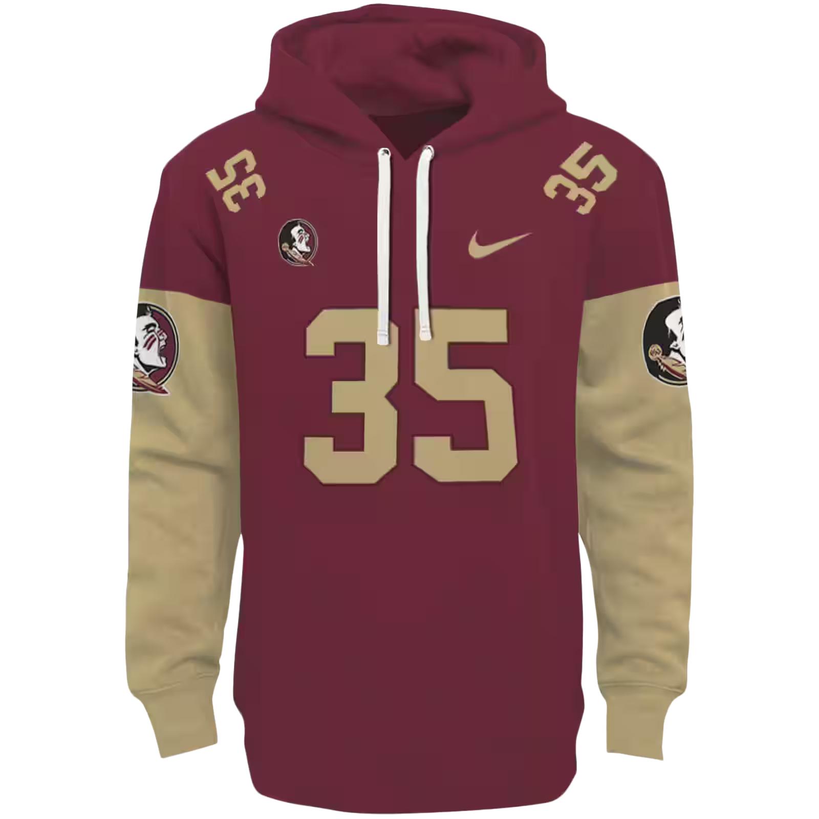 Personalized Florida State Seminoles Minimal Design Garnet Hoodie