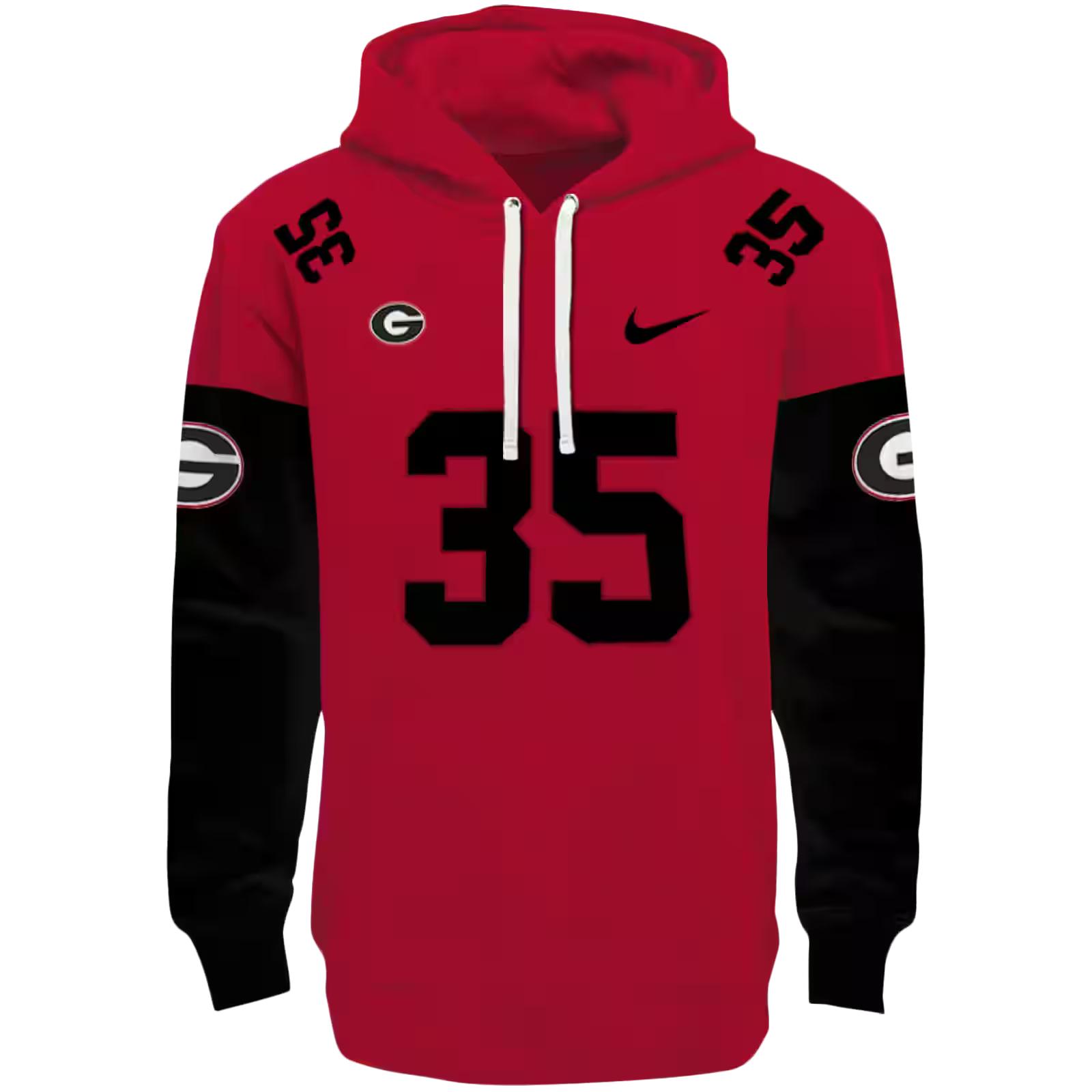 Personalized Georgia Bulldogs Minimal Design Red Hoodie