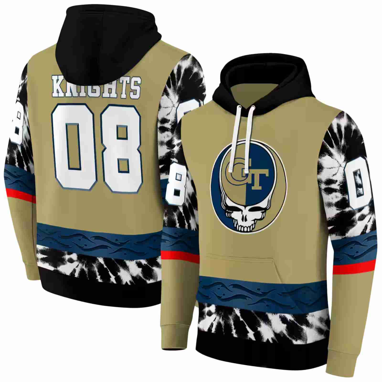 personalized georgia tech yellow jackets grateful vibes gold hoodie fashion forward