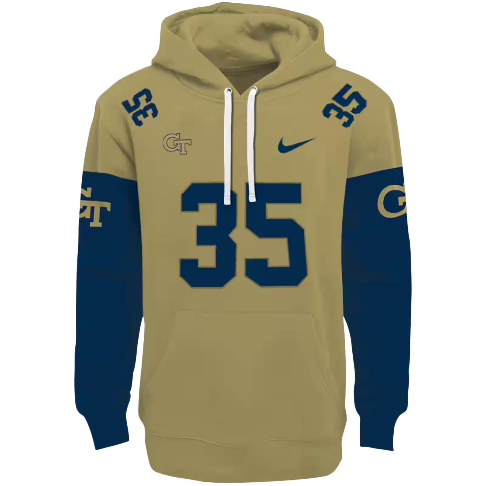Personalized Georgia Tech Yellow Jackets Minimal Design Gold Hoodie