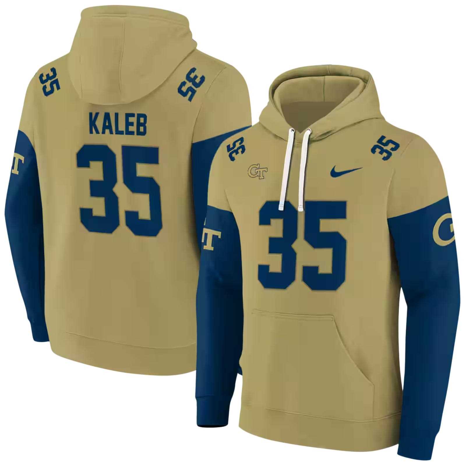 personalized georgia tech yellow jackets minimal design gold hoodie fashion forward